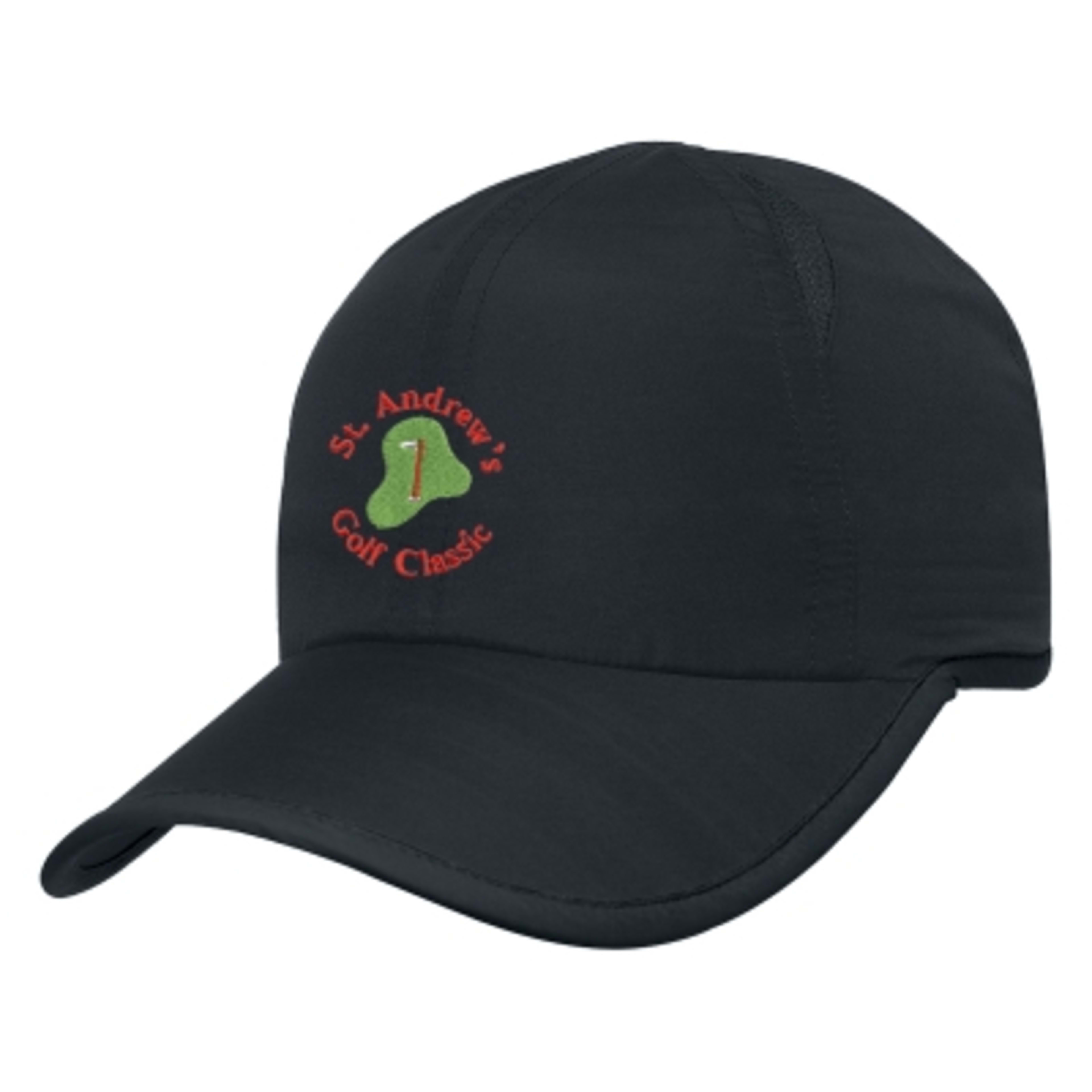 Lightweight Polyester Cap - 6 Panel Low Profile - Black - Embroidery - product view 1