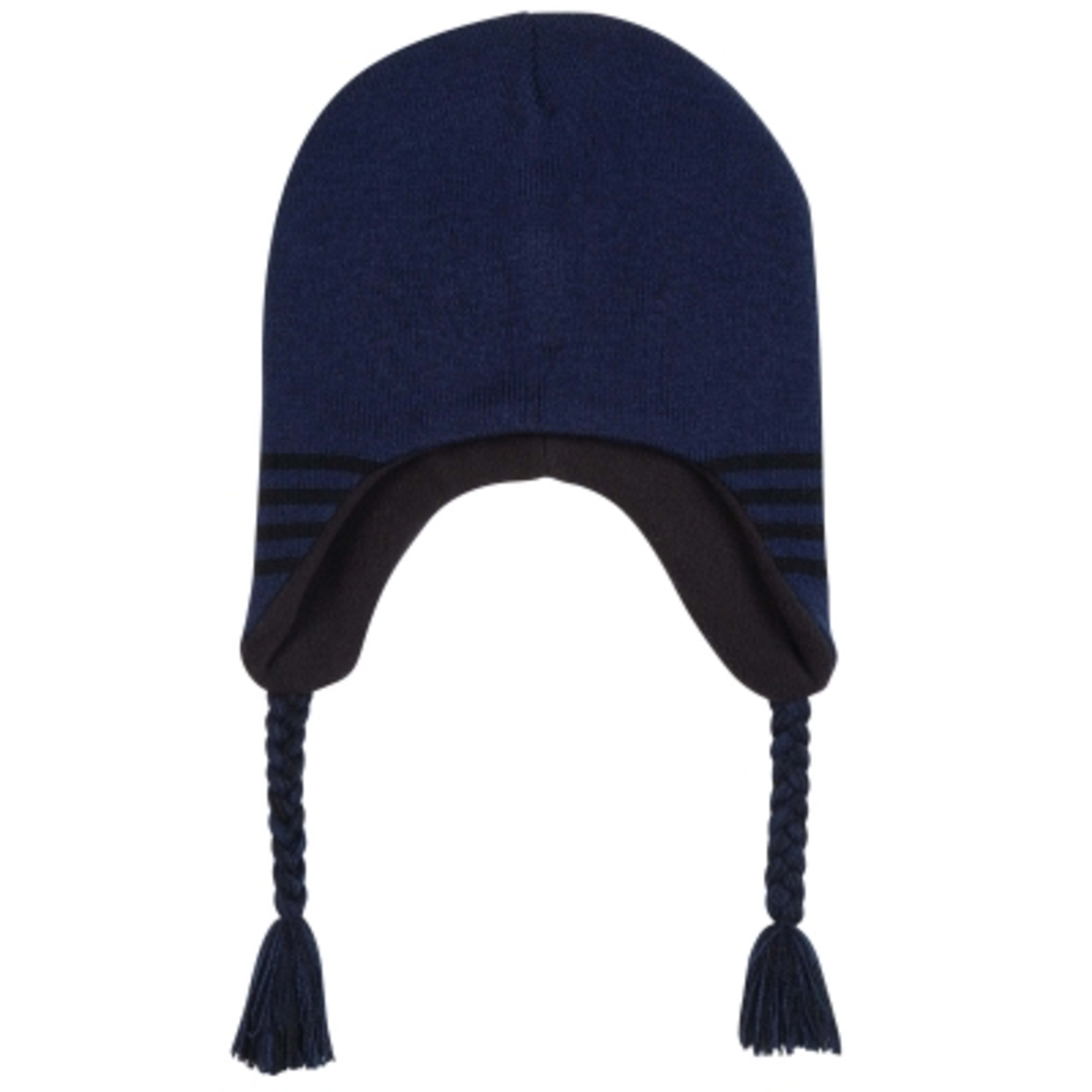 Ski Beanie with Ear Flaps - Acrylic Fleece Lined (One Size) - navy - product view 4