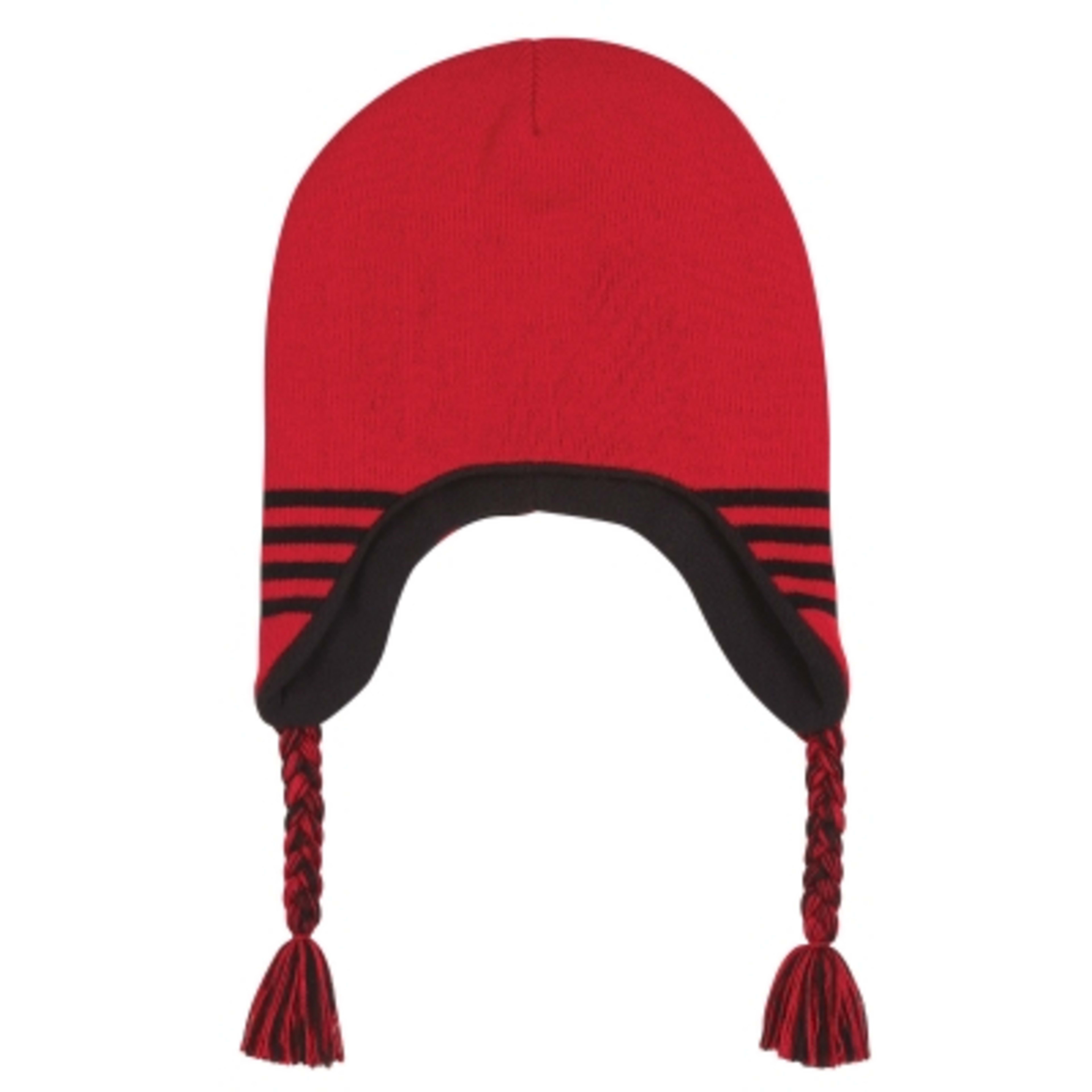 Ski Beanie with Ear Flaps - Acrylic Fleece Lined (One Size) - red - product view 5