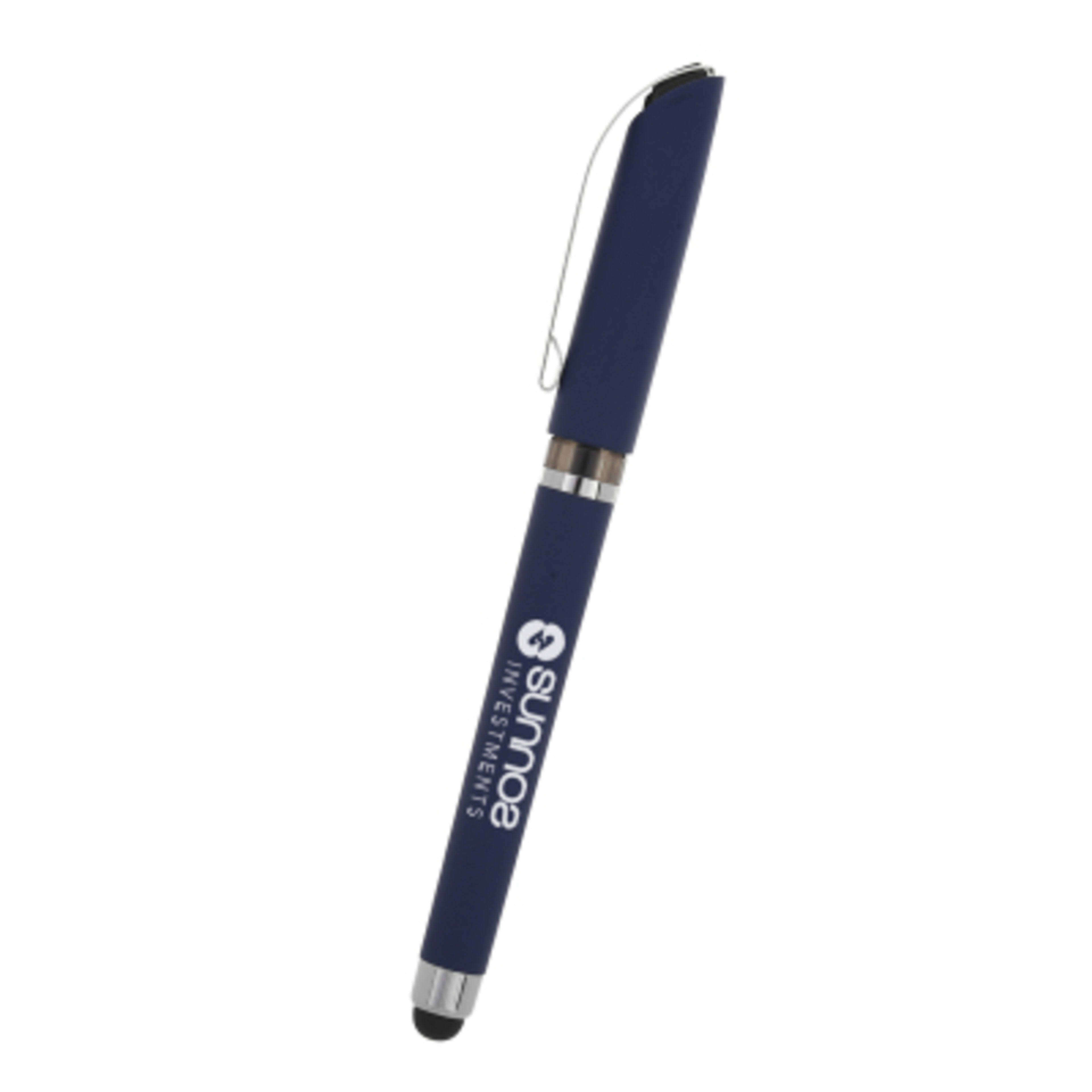 Avendale Velvet Touch Stylus Gel Pen - 5.75 in - Navy - Silkscreen - product view 1