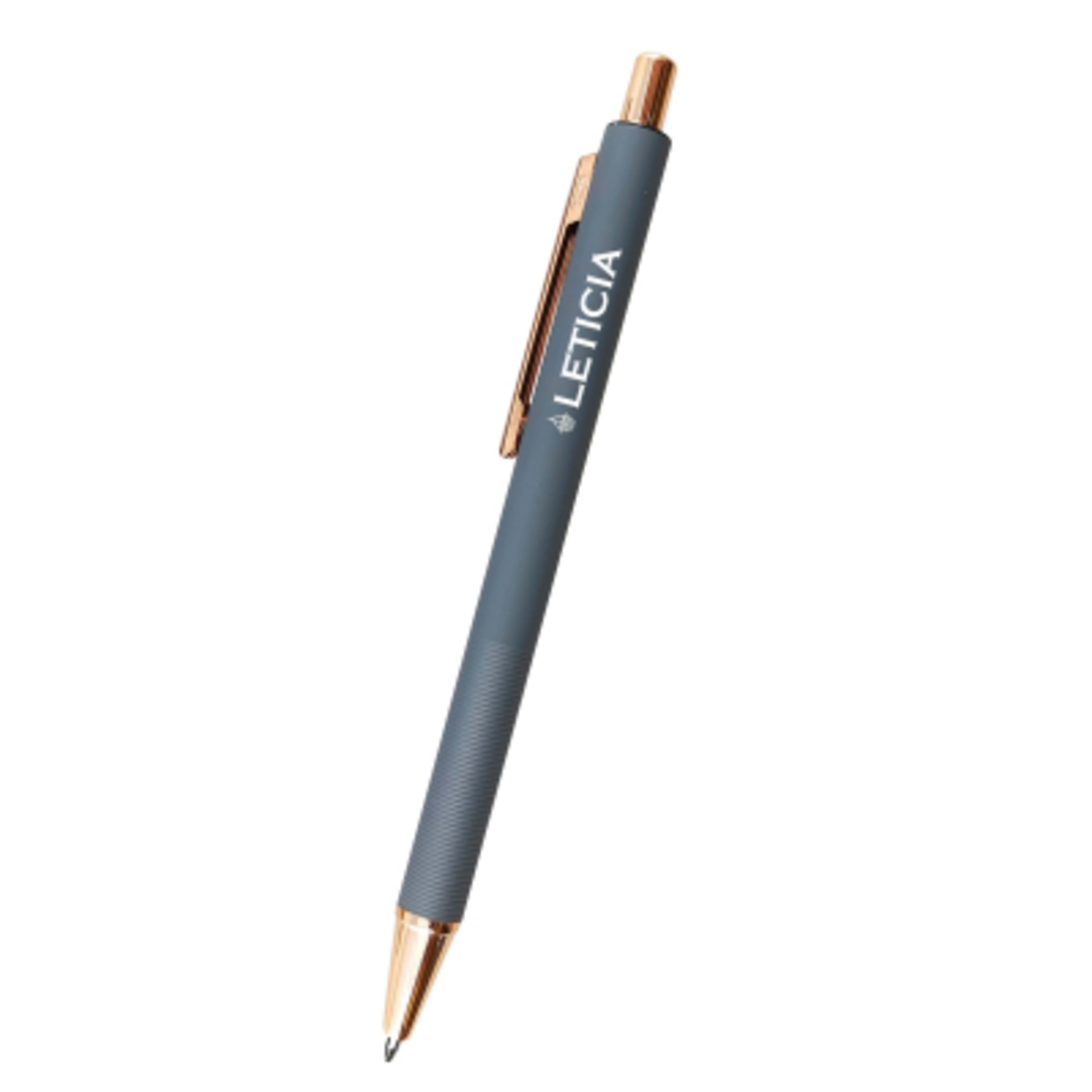 Harlow Recycled Aluminum Pen - Rose Gold Accents - 5.5 in - Gray - Silkscreen - product view 1