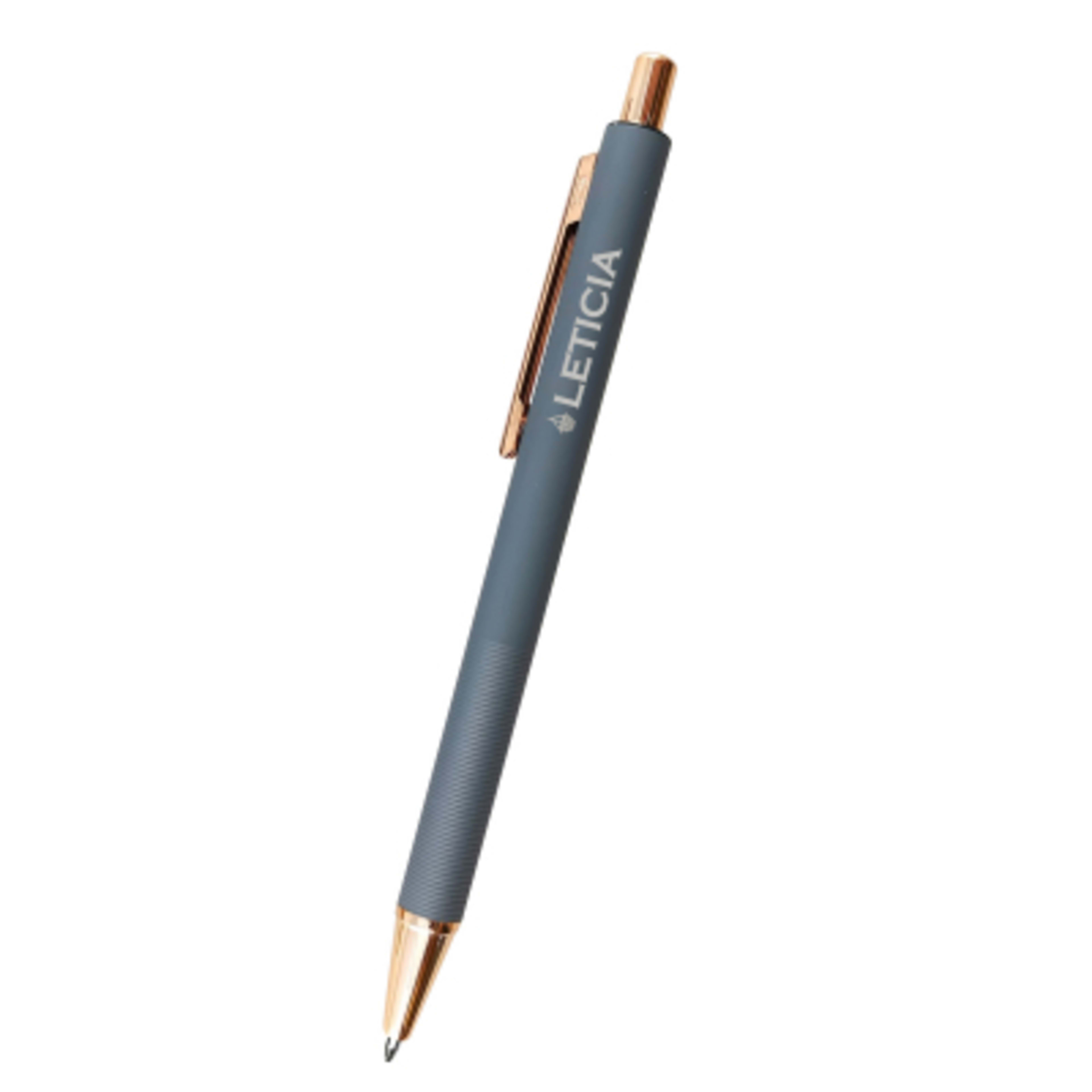 Harlow Recycled Aluminum Pen - Rose Gold Accents - 5.5 in - Gray - Laser - product view 2
