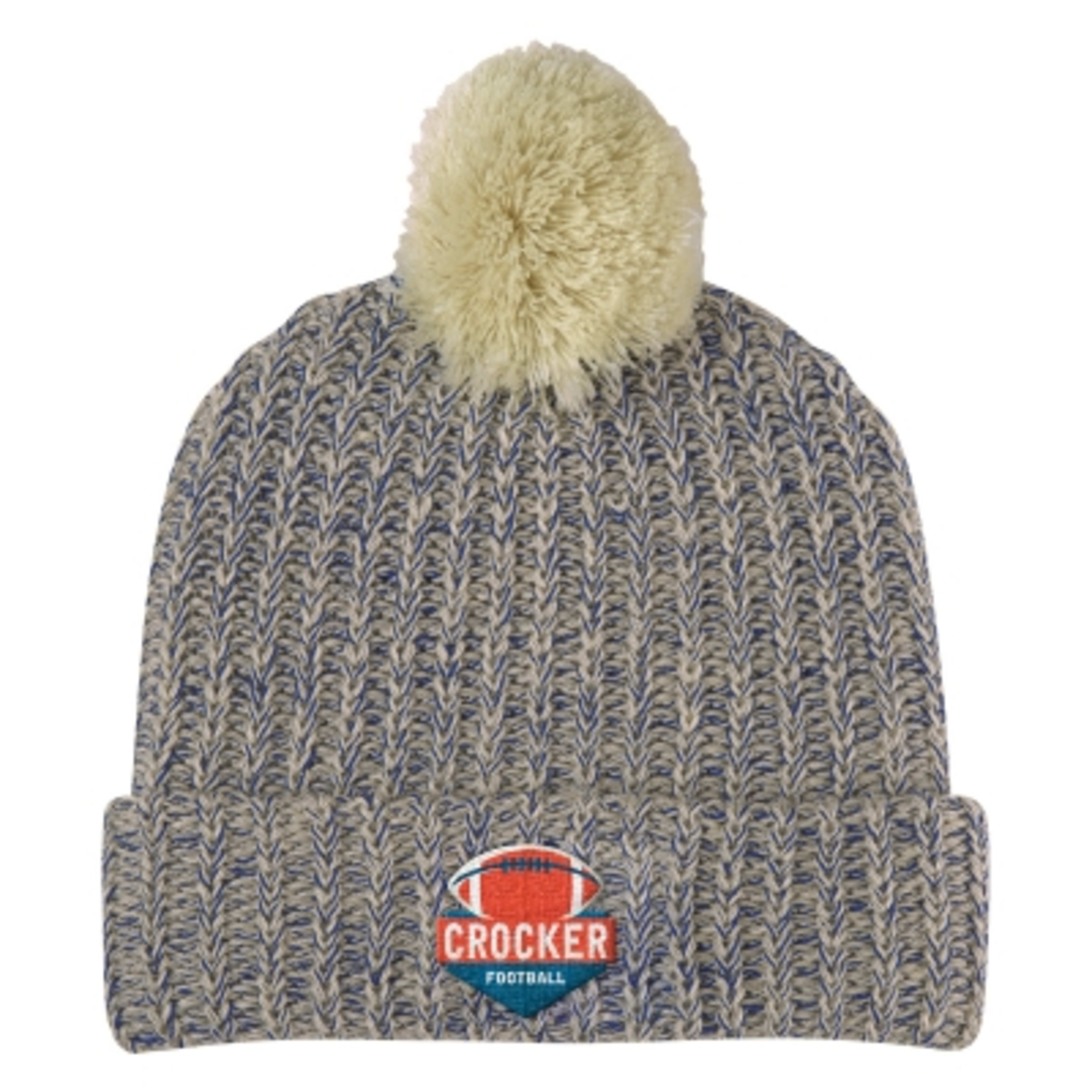 Grace Pom Beanie with Cuff - Acrylic (One Size) - NAT/Navy - Embroidery - promotional product with custom logo