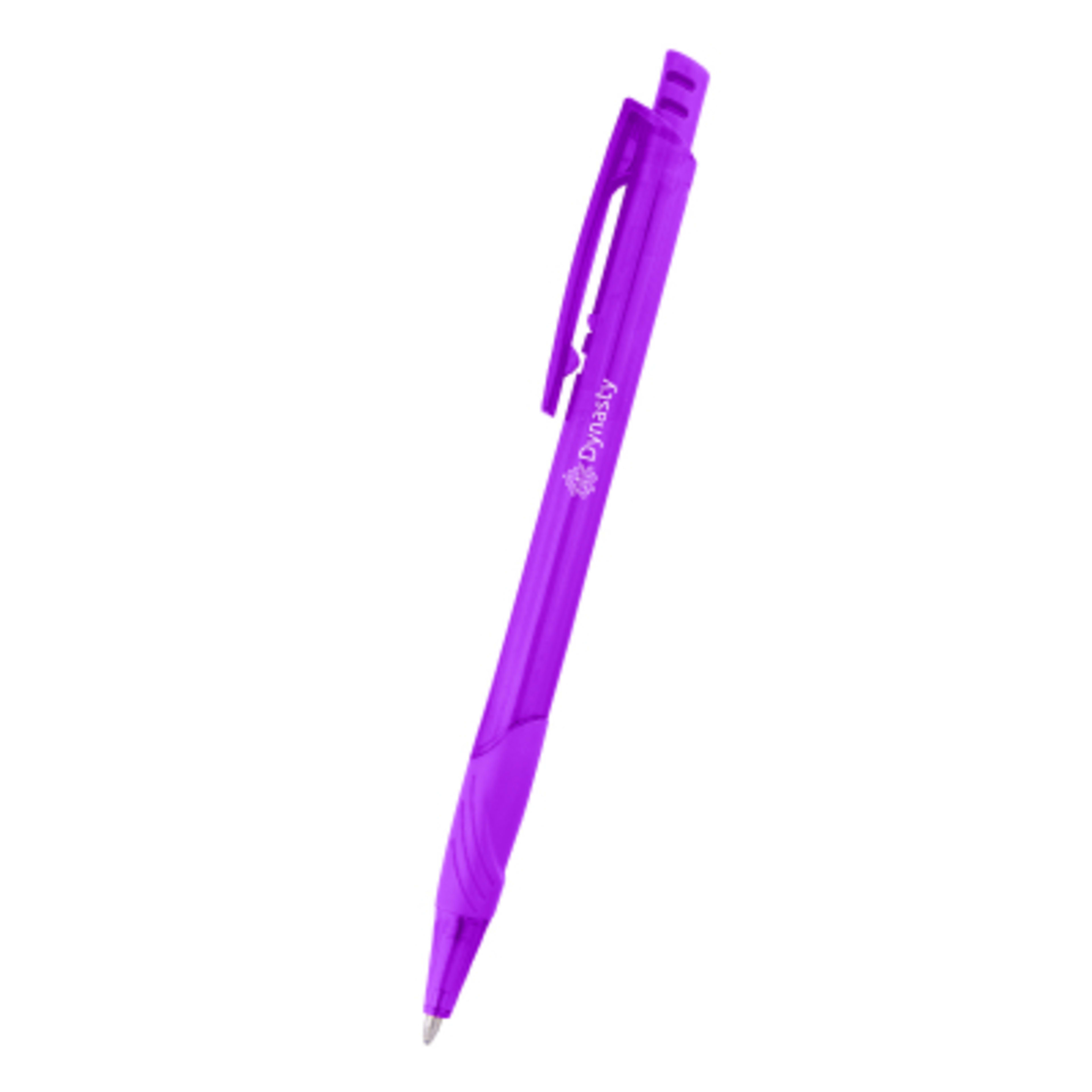 Pen Ballpoint with Rubber Grip Bravo - 5.5 in - TRN/Purple - Silkscreen - product view 1