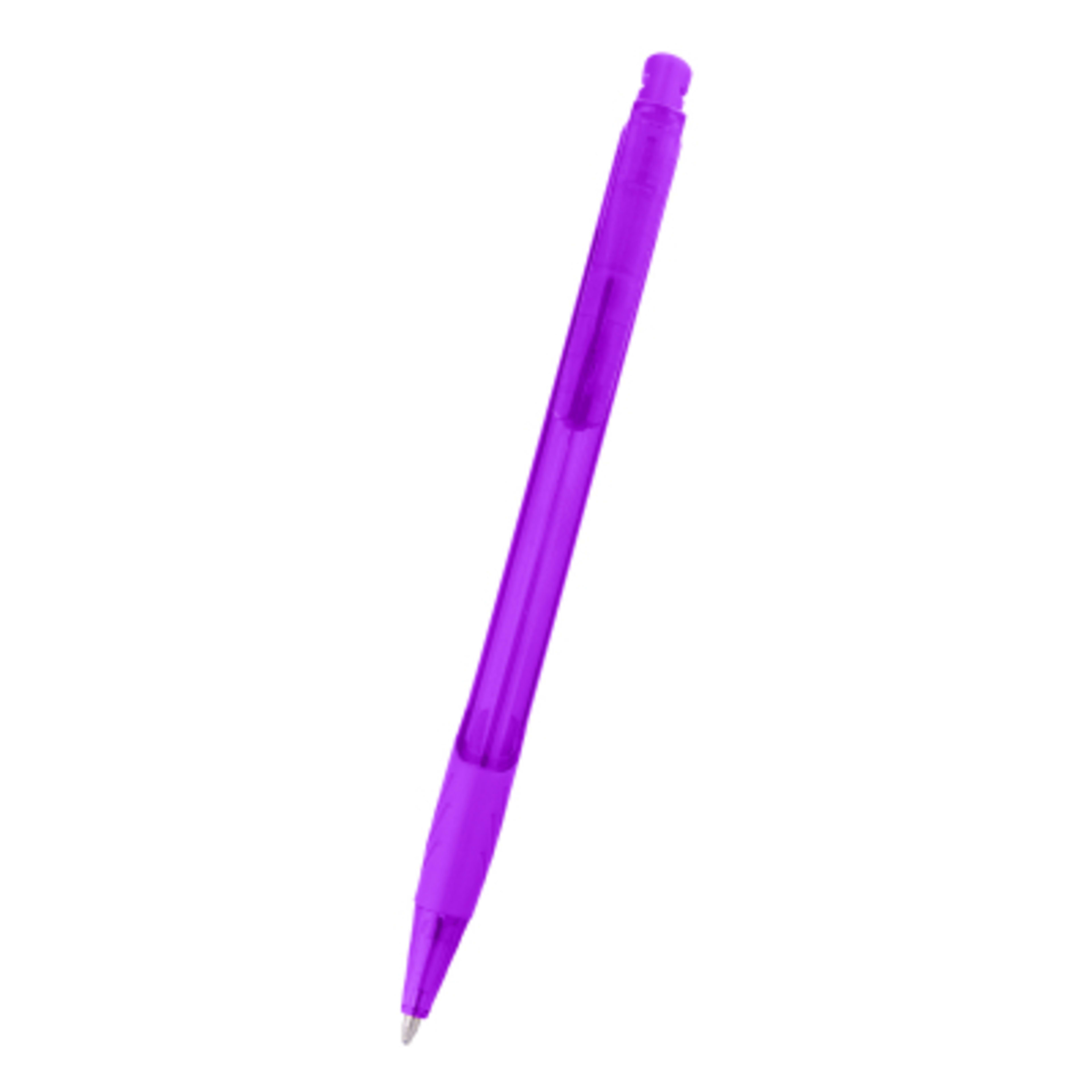 Pen Ballpoint with Rubber Grip Bravo - 5.5 in - TRN/Purple - Front - product view 2