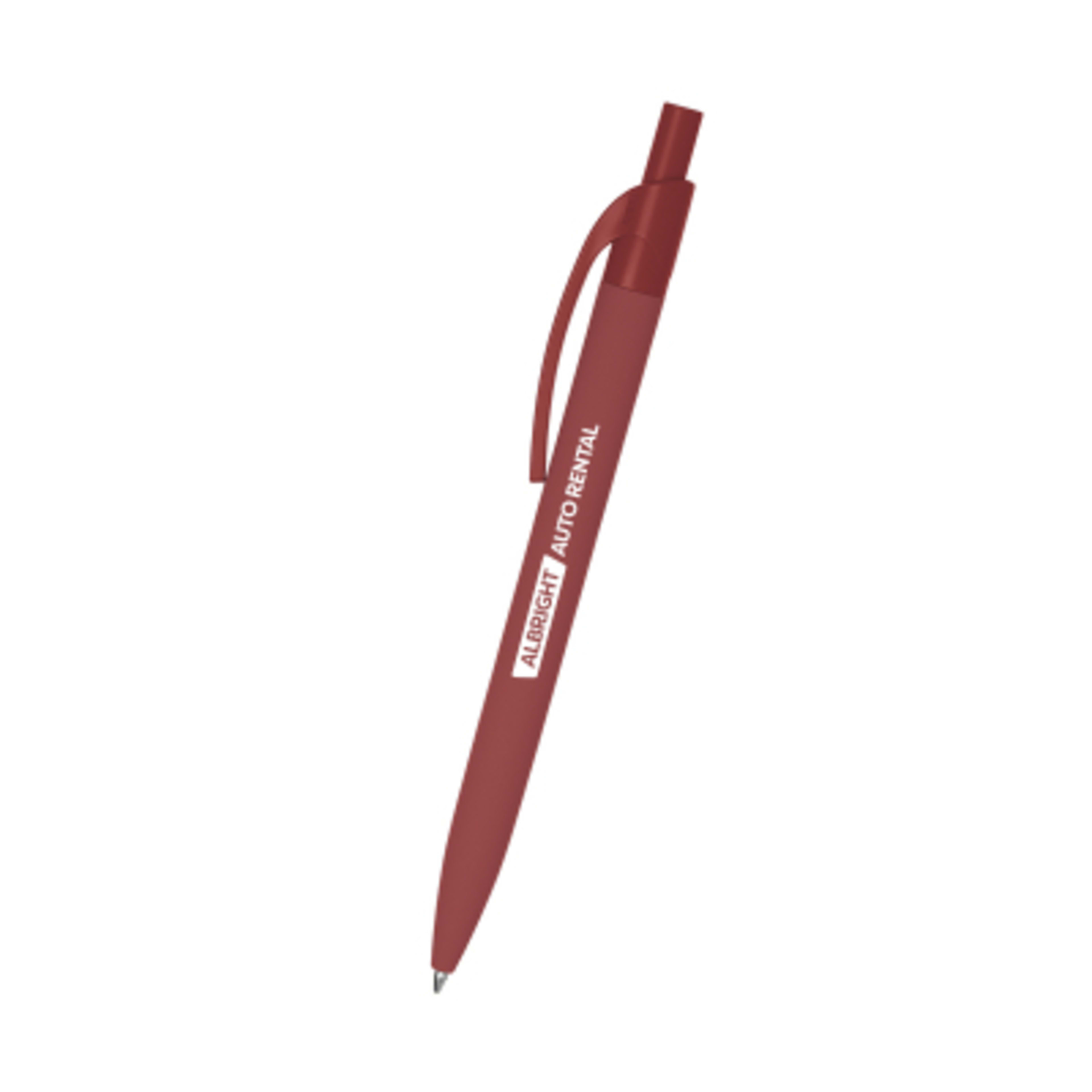 Pen Recycled Aluminum Rubberized Plunger Action - 5.5 in - Burgundy - Silkscreen - product view 4