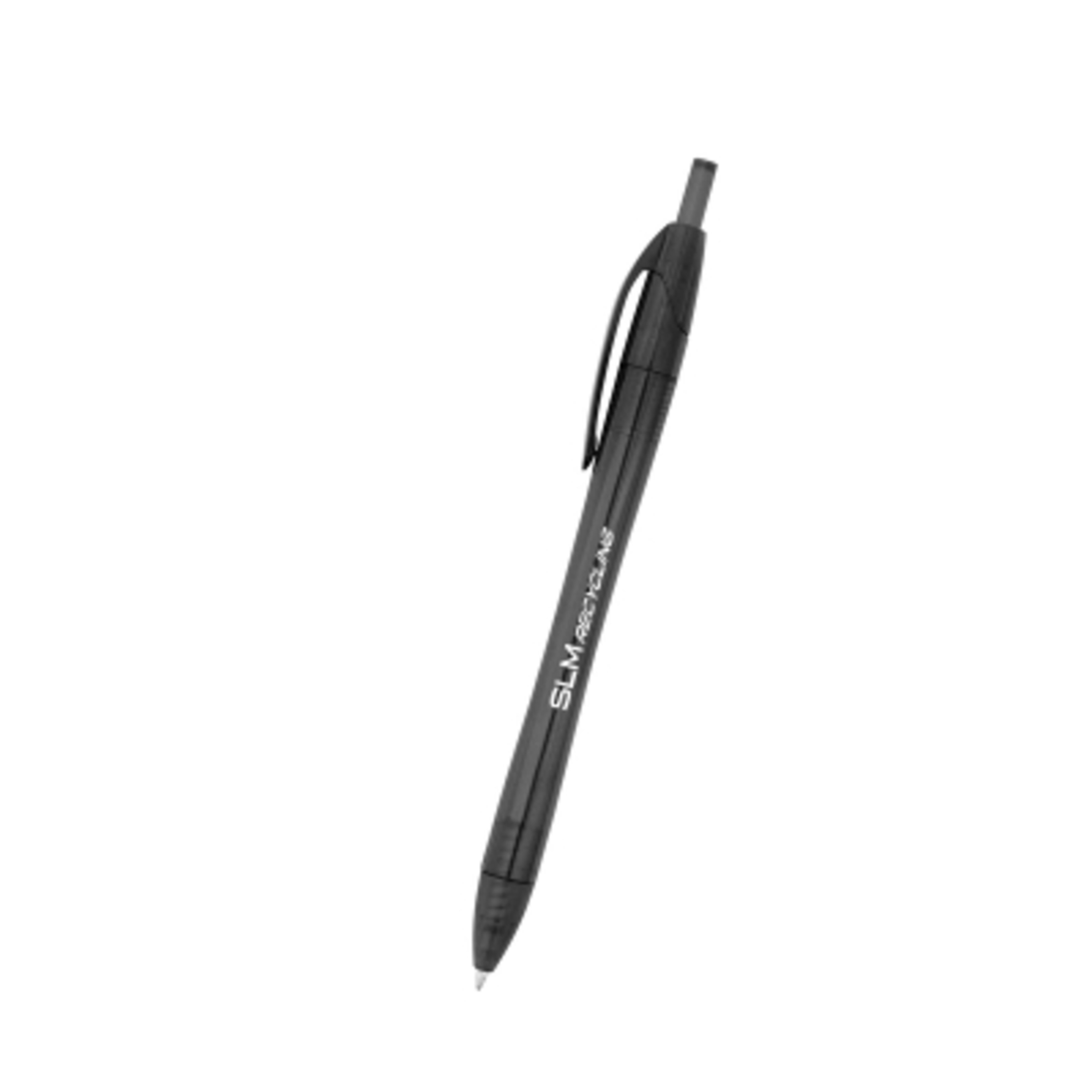 Pen Recycled rPET Plunger Action Eco-Friendly - 5.875 in - TRN/Black - Silkscren - product view 1