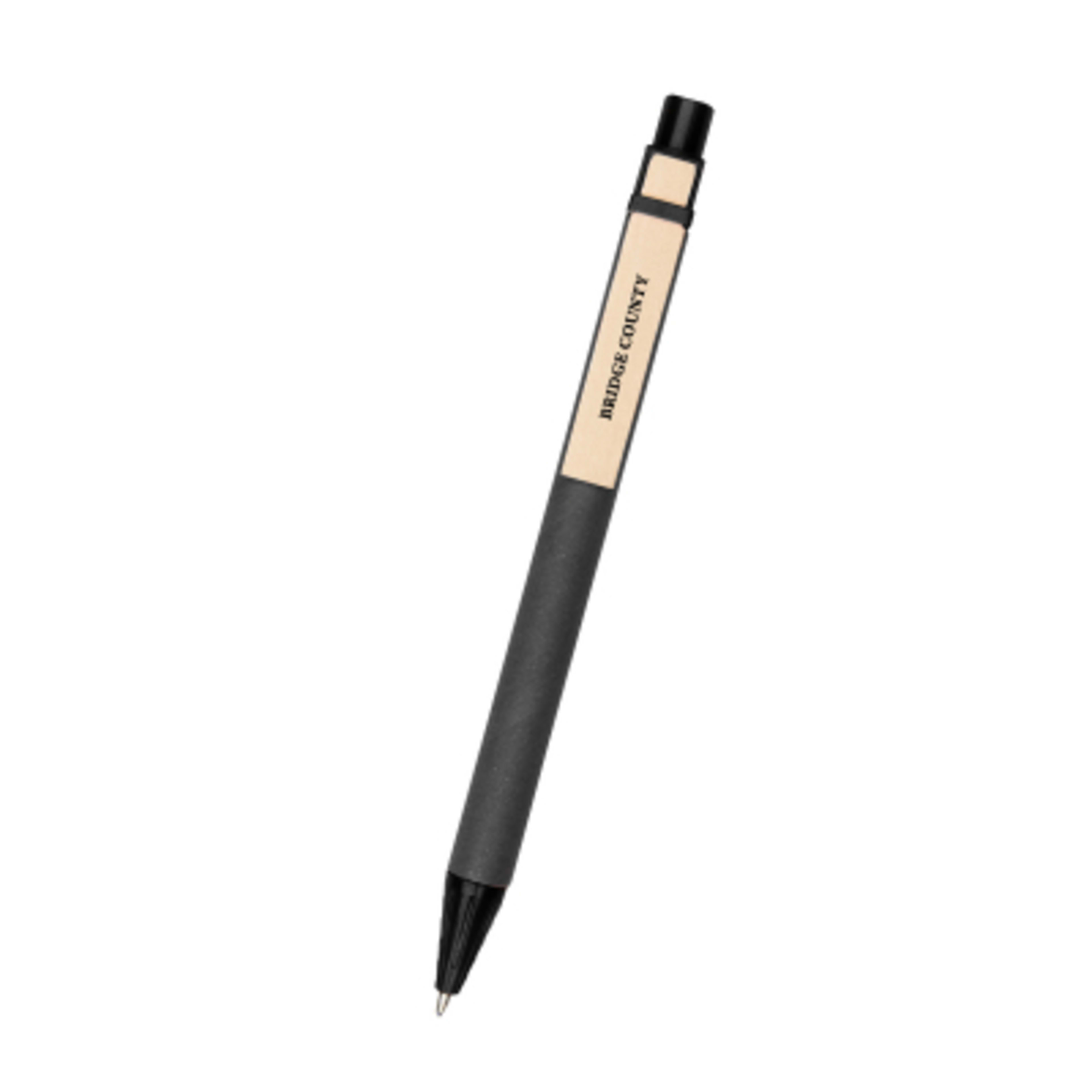 Pen Paper Barrel Wooden Clip Eco-Inspired - 5.5 in - Black - Padprint - product view 2