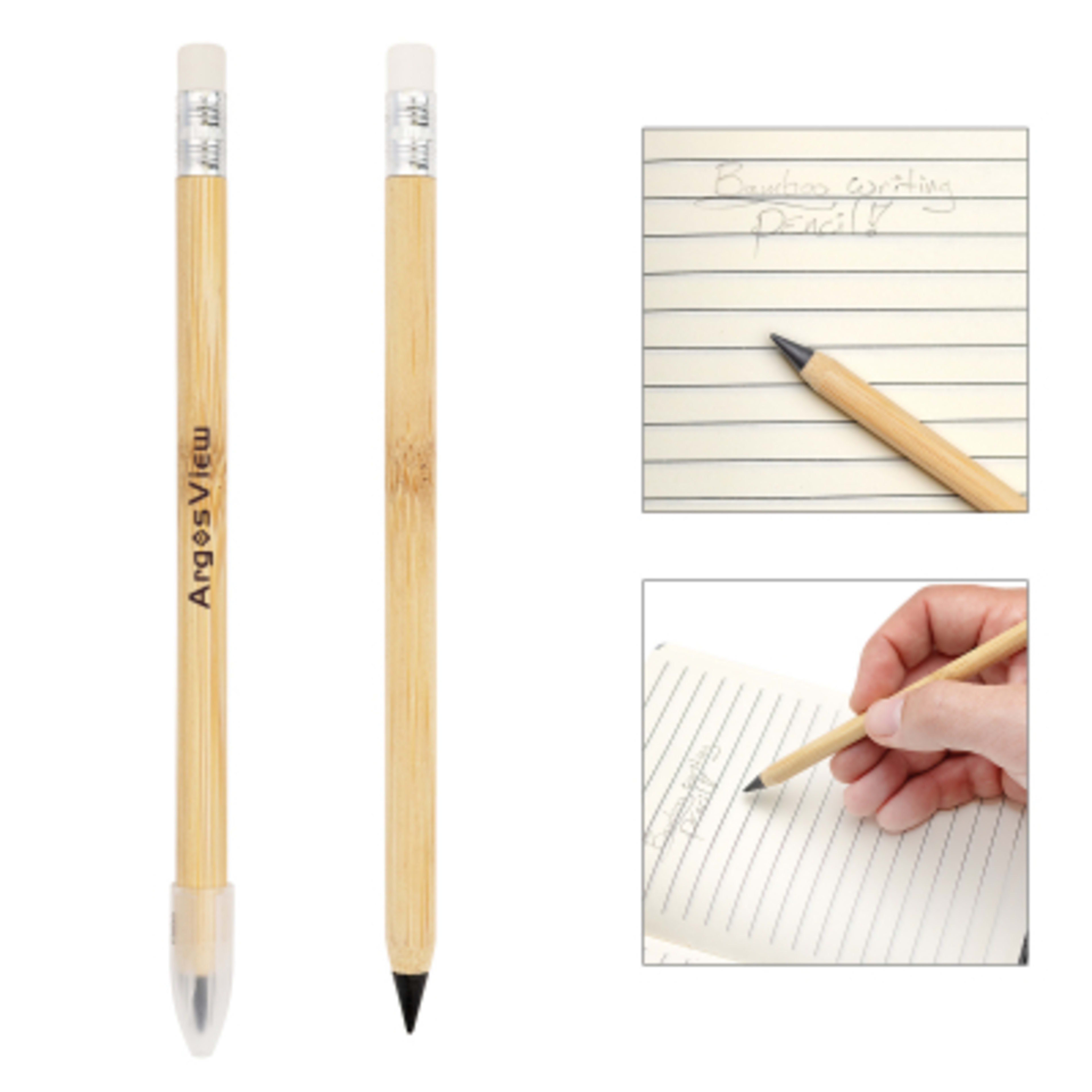 Infinity Bamboo Pencil with Eraser No Sharpening - 6 in - BAM/BOO - Silkscreen - product view 2