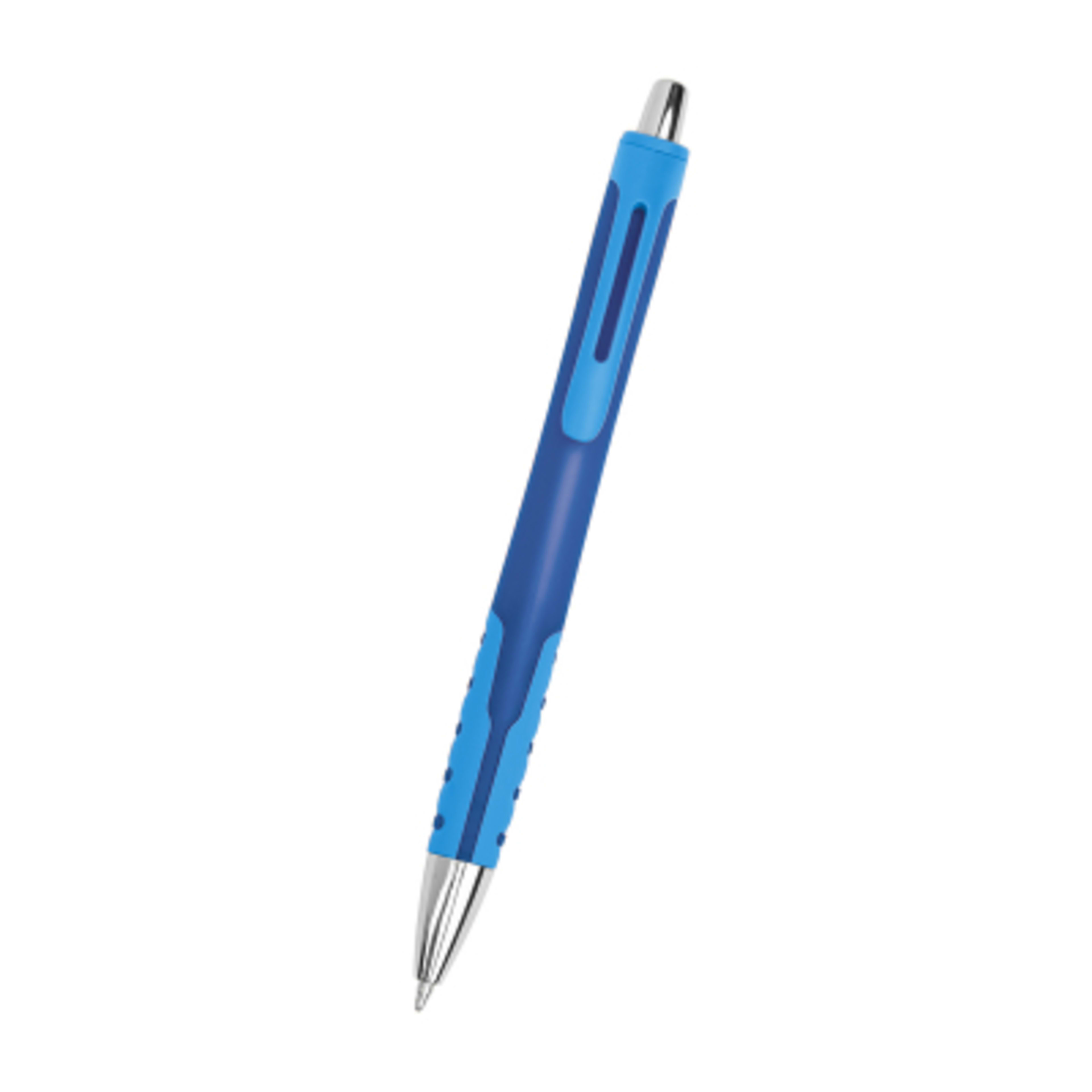 Recycled ABS Pen with Comfort Grip Design - 5.5 in - Blue - Front - product view 2