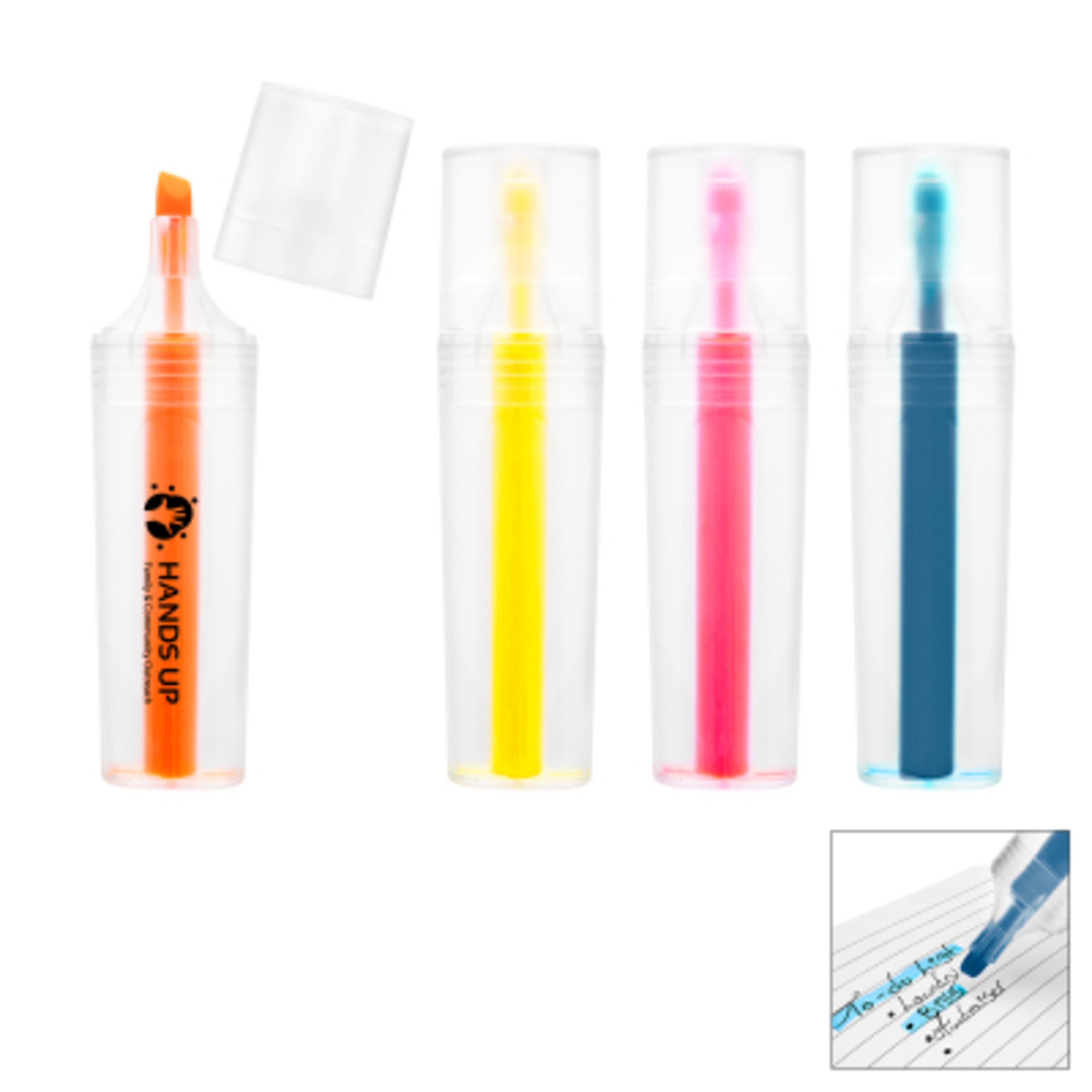 Recycled PET Highlighter Chisel Tip - 4 in - Group Shot - product view 1