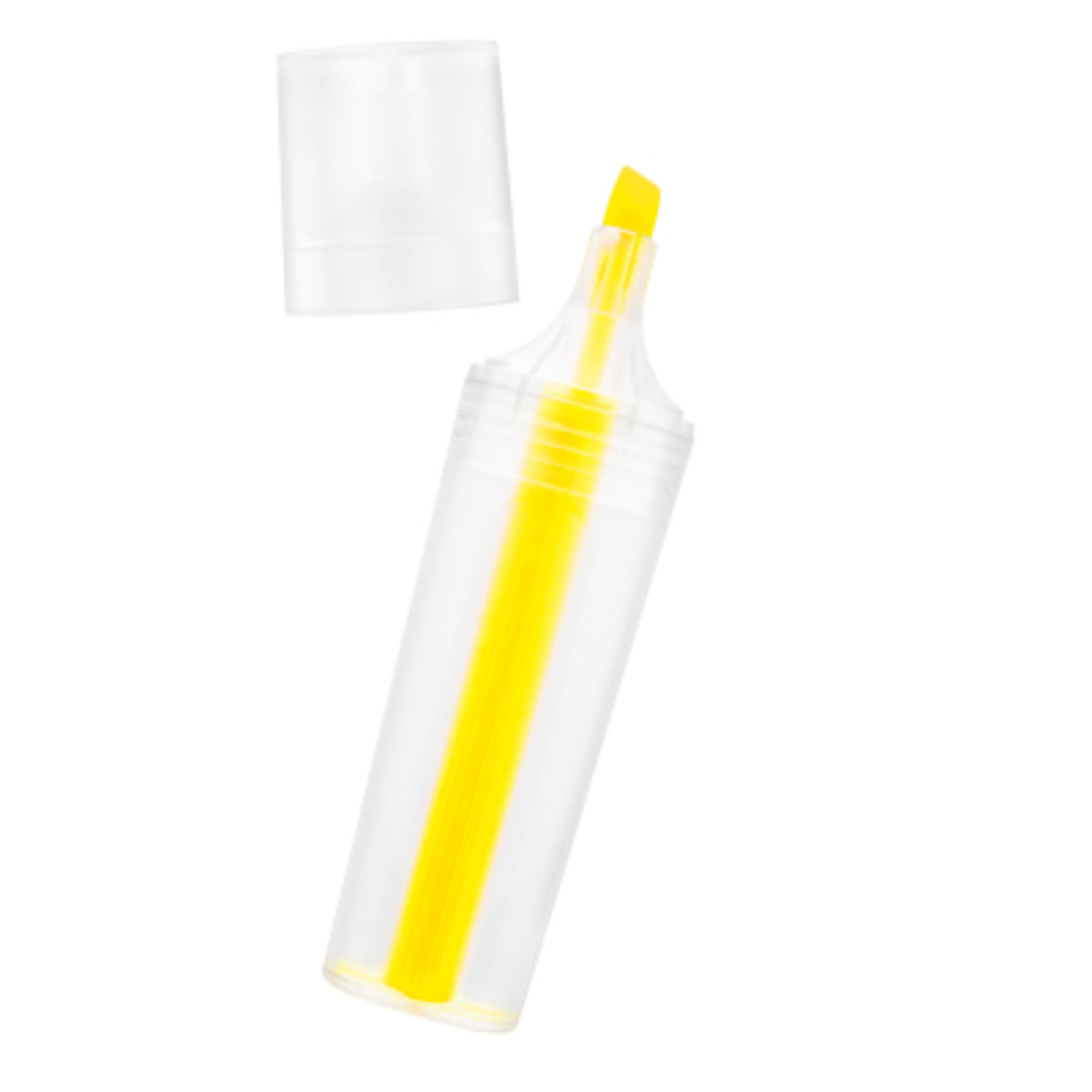 Recycled PET Highlighter Chisel Tip - 4 in - Clear/Yellow - Open - product view 4
