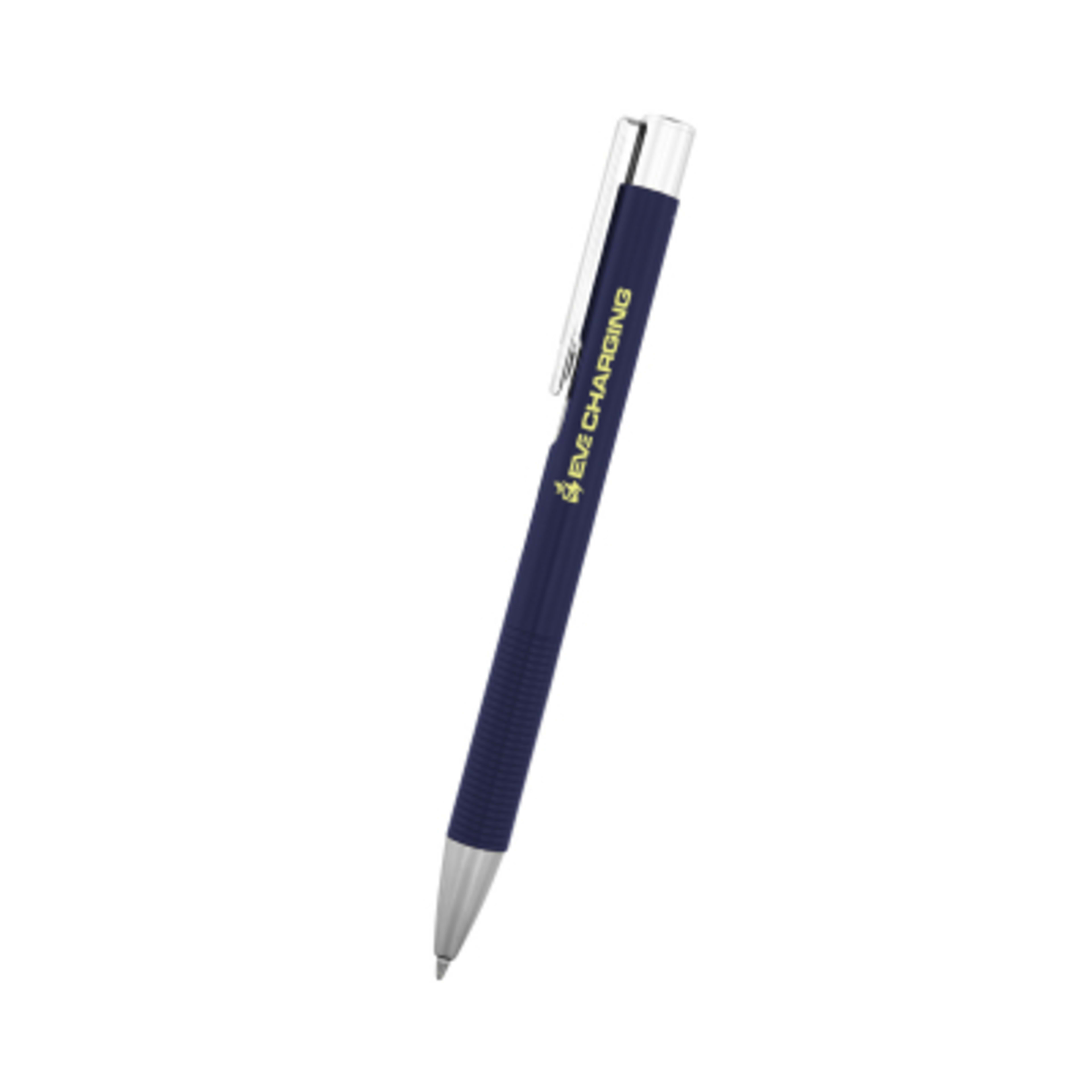 Pen Recycled Aluminum Plunger Action - 5 in - Navy/Silver - Silkscreen - promotional product with custom logo
