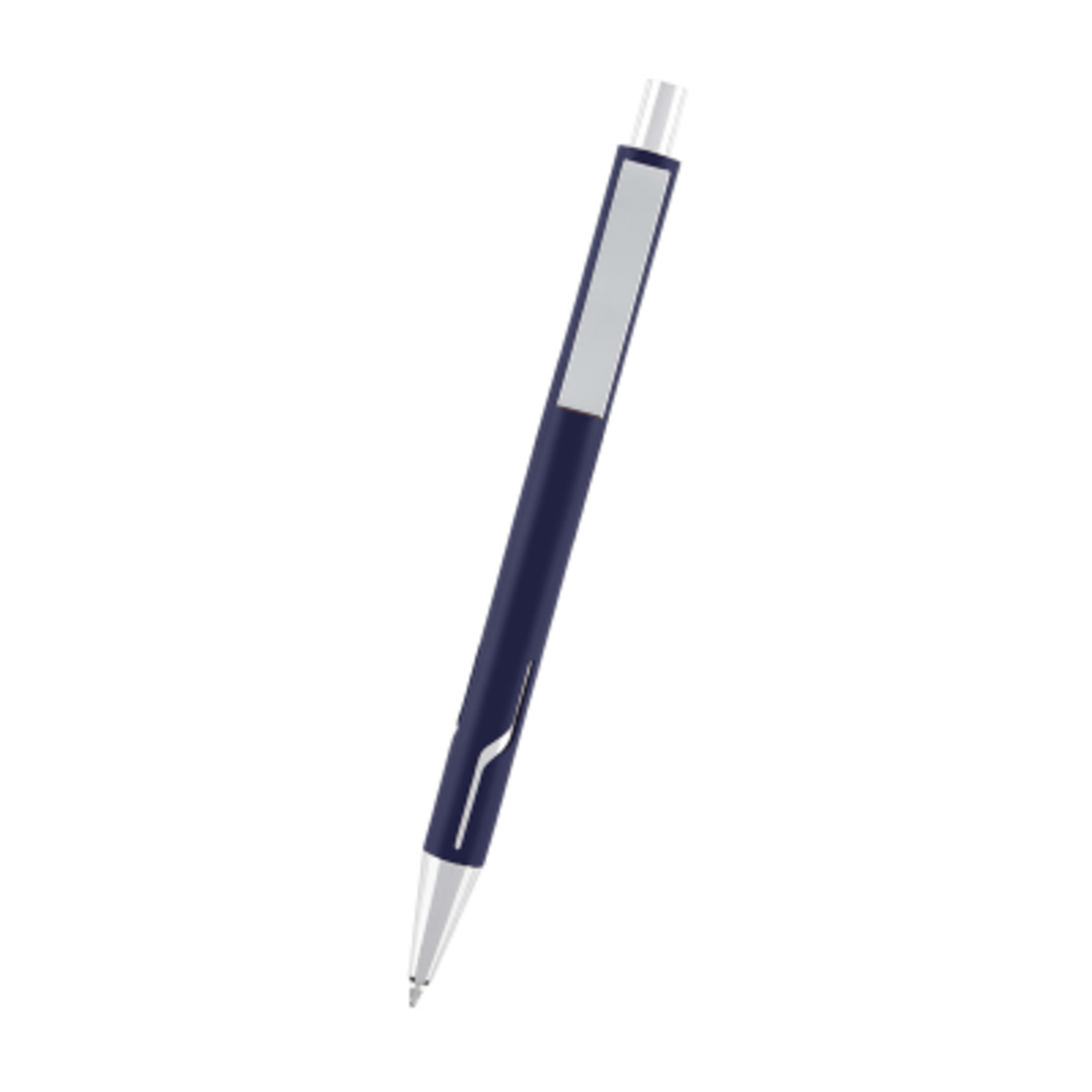 Pen Recycled Aluminum Plunger Action - 5.5 in - Navy - Front - product view 6