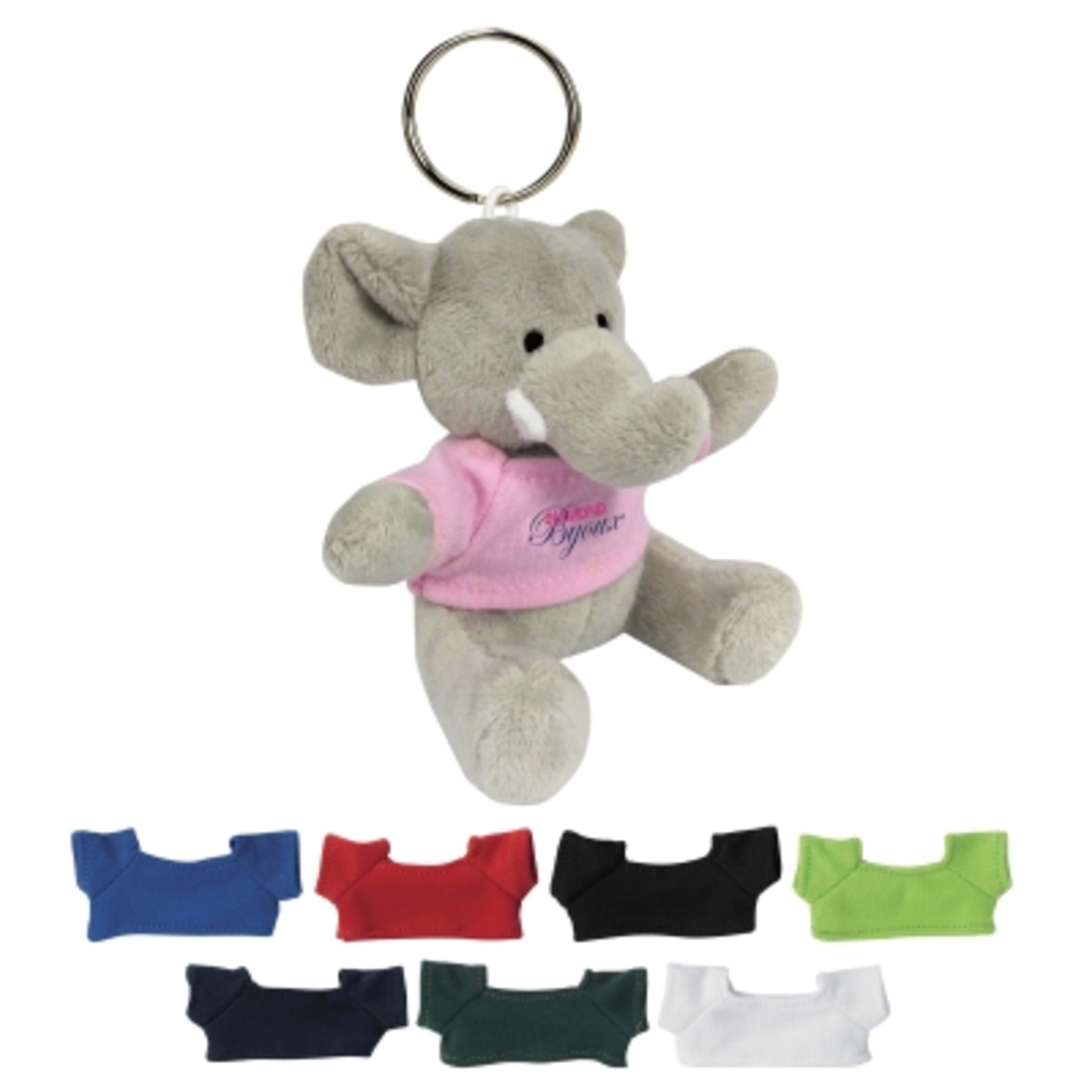 Custom Keychain Plush Mini Elephant - 3.5 in - Group Shot - product view 1