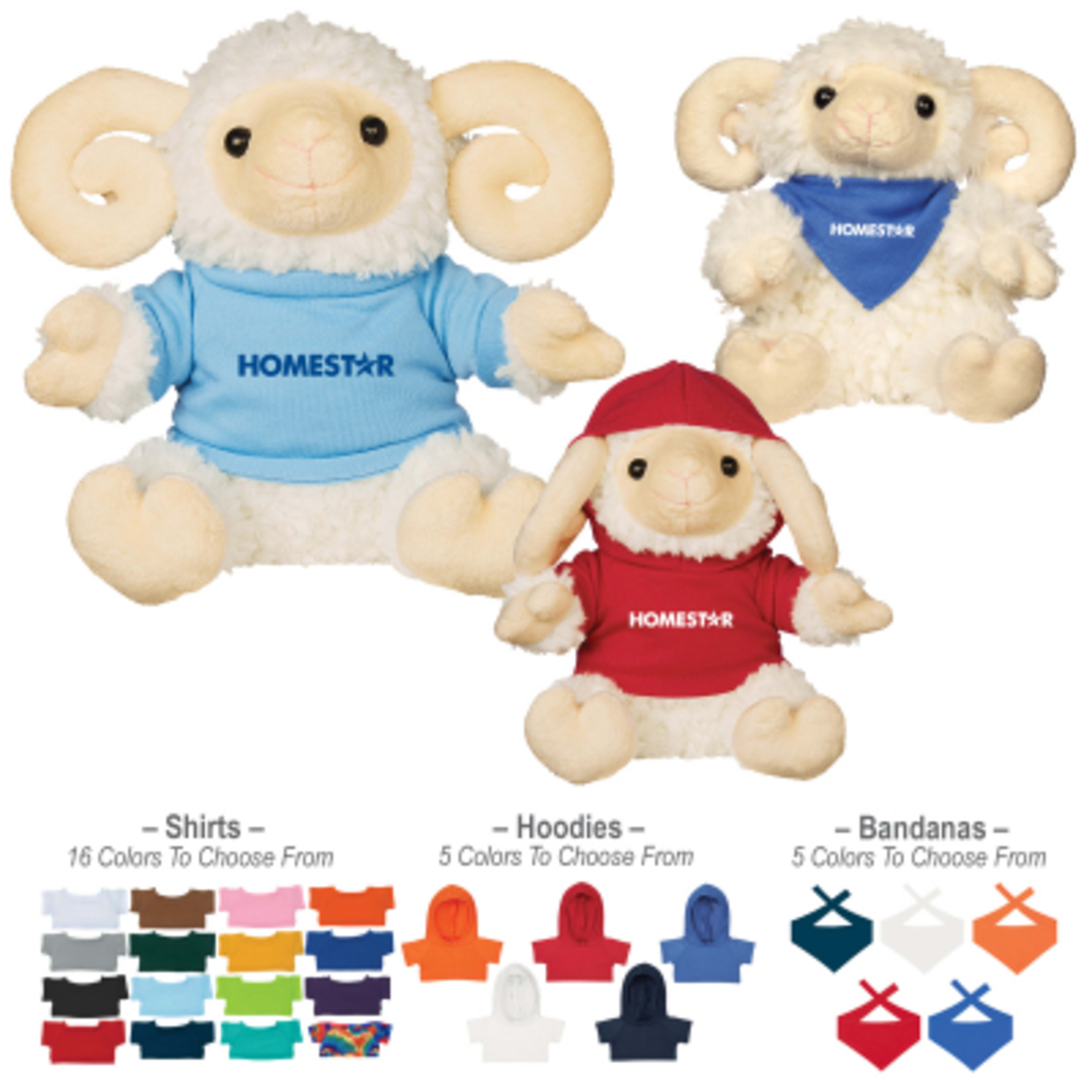 Plush Ram Customizable with Shirt - 6 in - Group Shot - product view 1