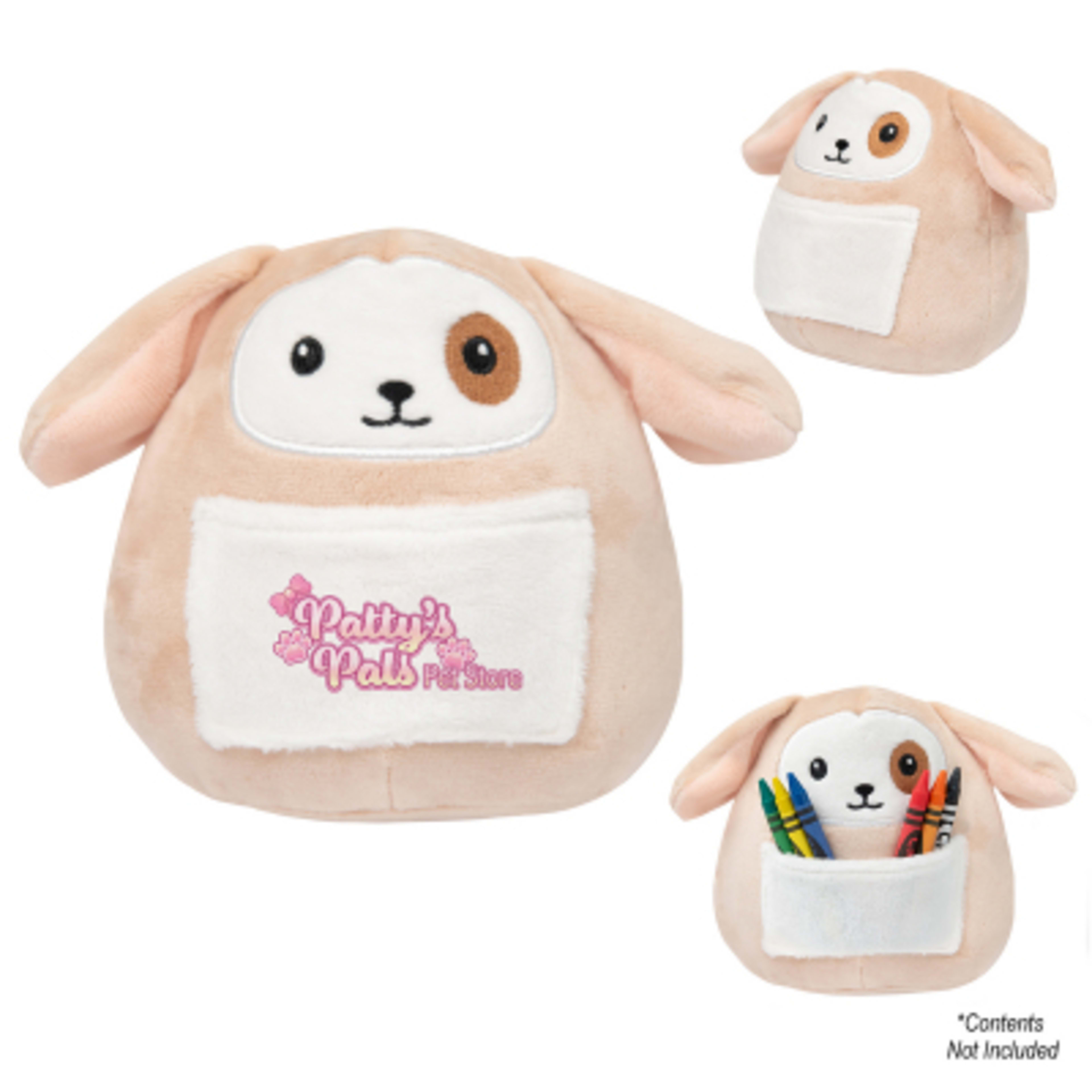 Plush Dog with Front Pouch Customization - 6 in - Cream - Colorbrite - product view 2