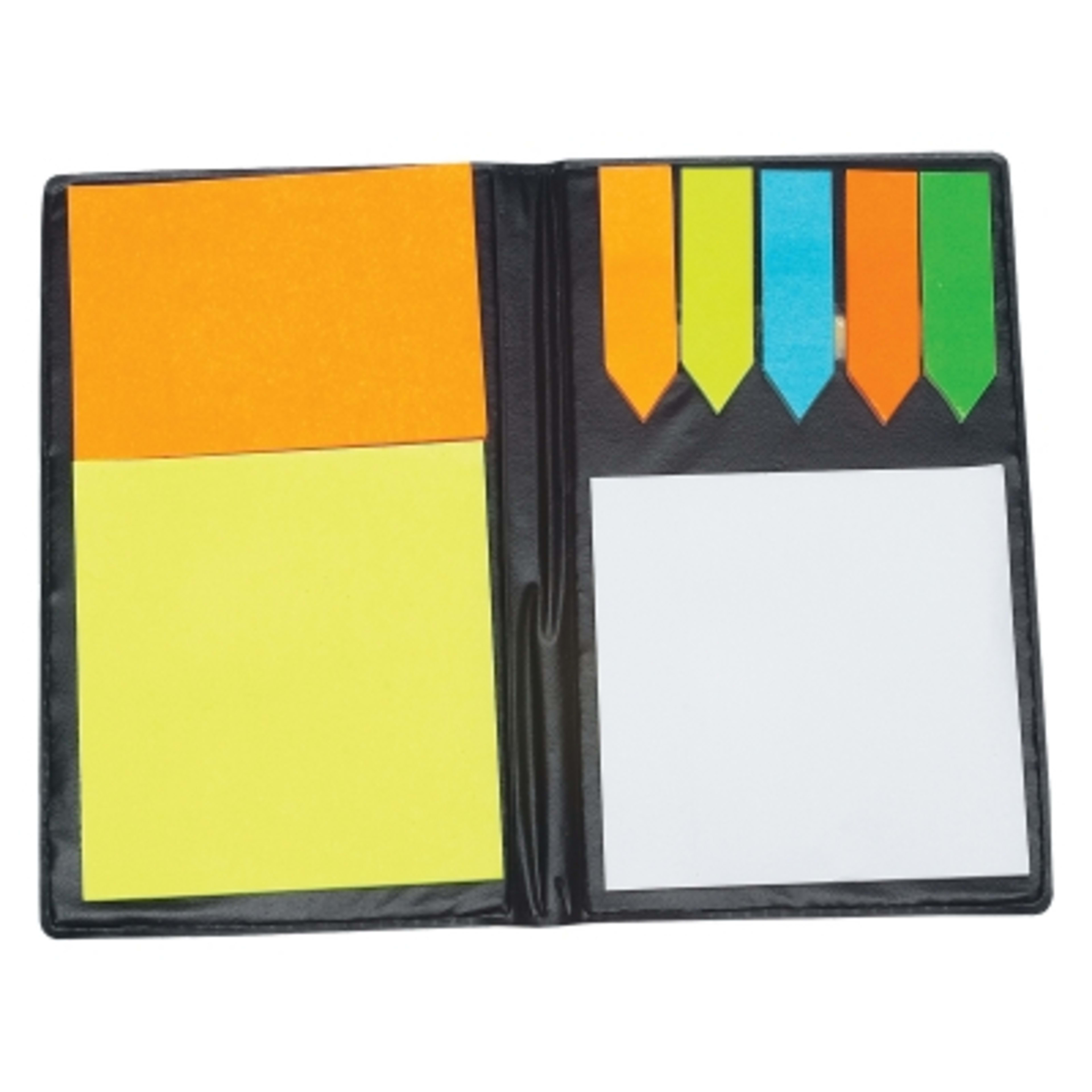 Padfolio with Sticky Notes and Flags - 3.25 x 5.25 in - Black - Open - product view 3