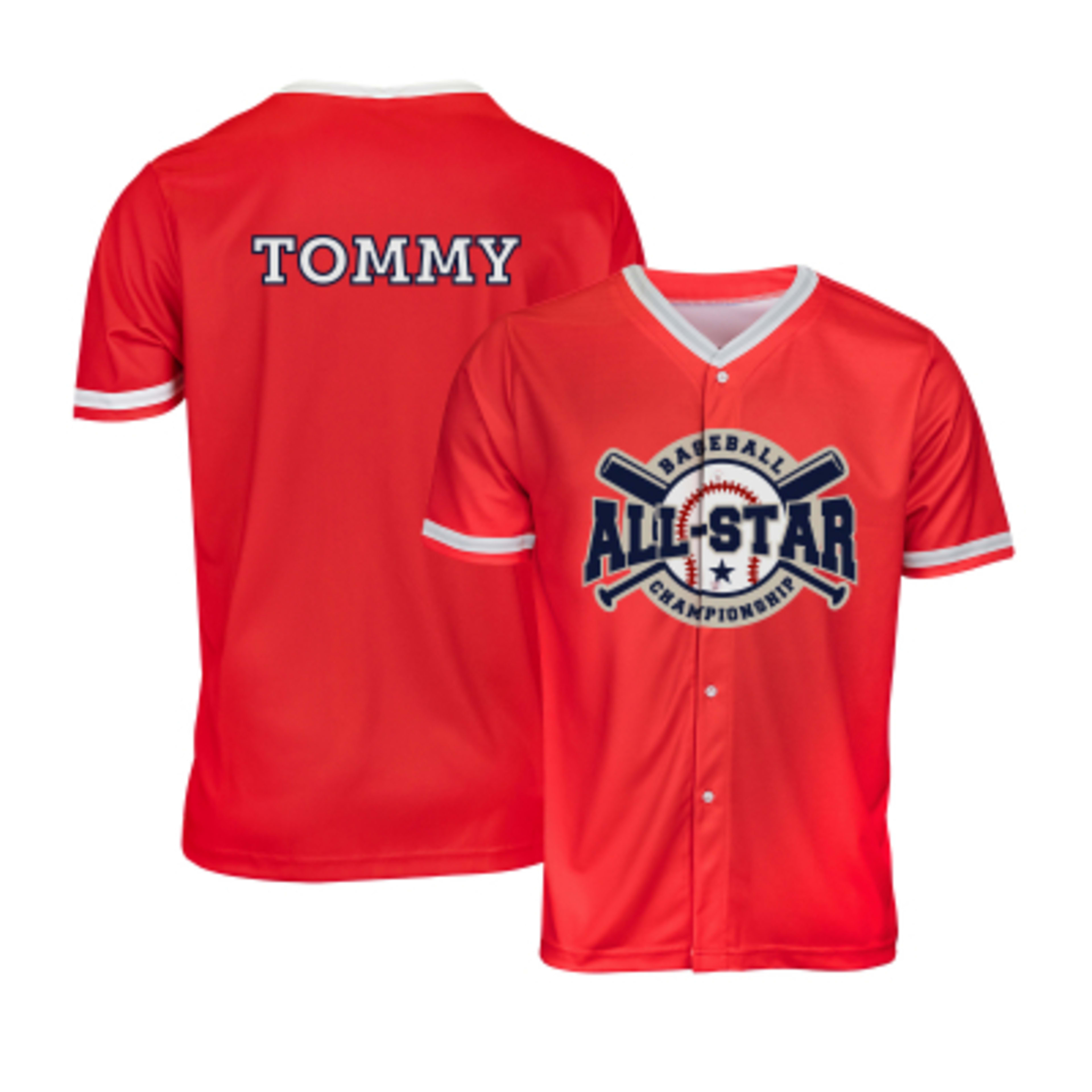 Custom Sublimated Baseball Jersey Moisture Wicking Polyester (Unisex) - Red - Dye Sublimation - product view 2