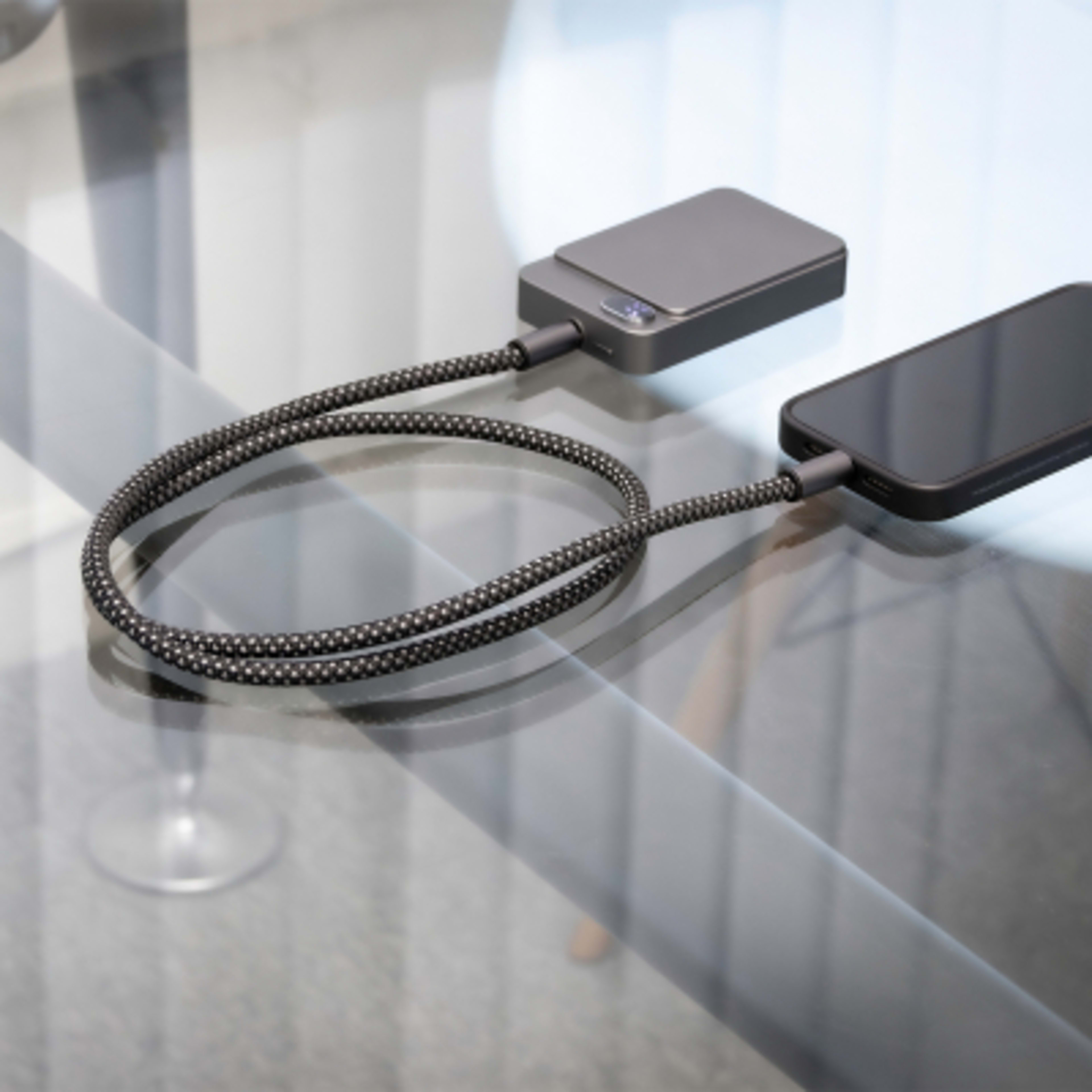 USB-C Charging Cable Recycled Nylon 60W Type-C to Type-C - GPH - Inuse2 - product view 5