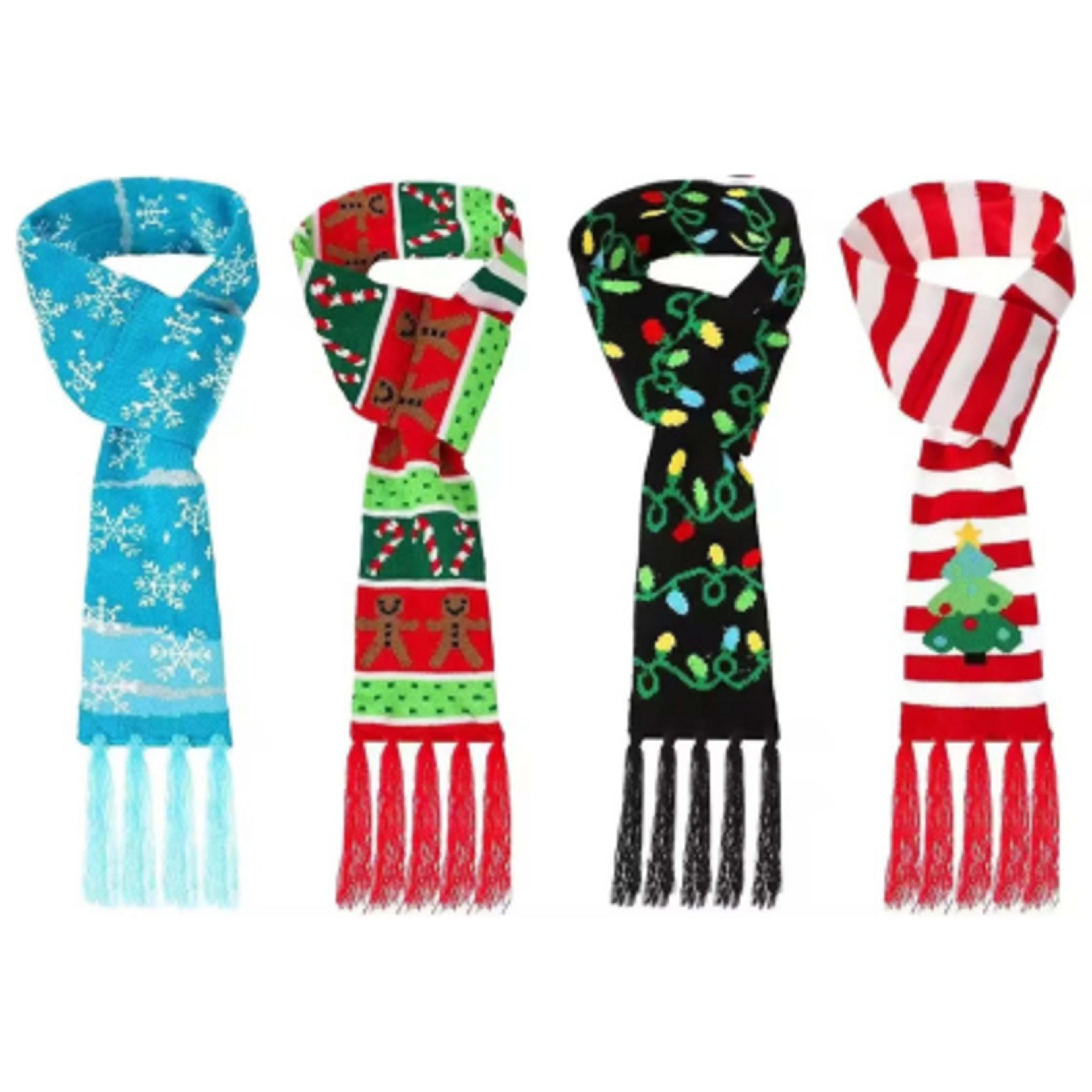Custom Knitted Scarf Full Color Acrylic Digital Print - 6.3 x 43.3 in - Group Shot - promotional product with custom logo