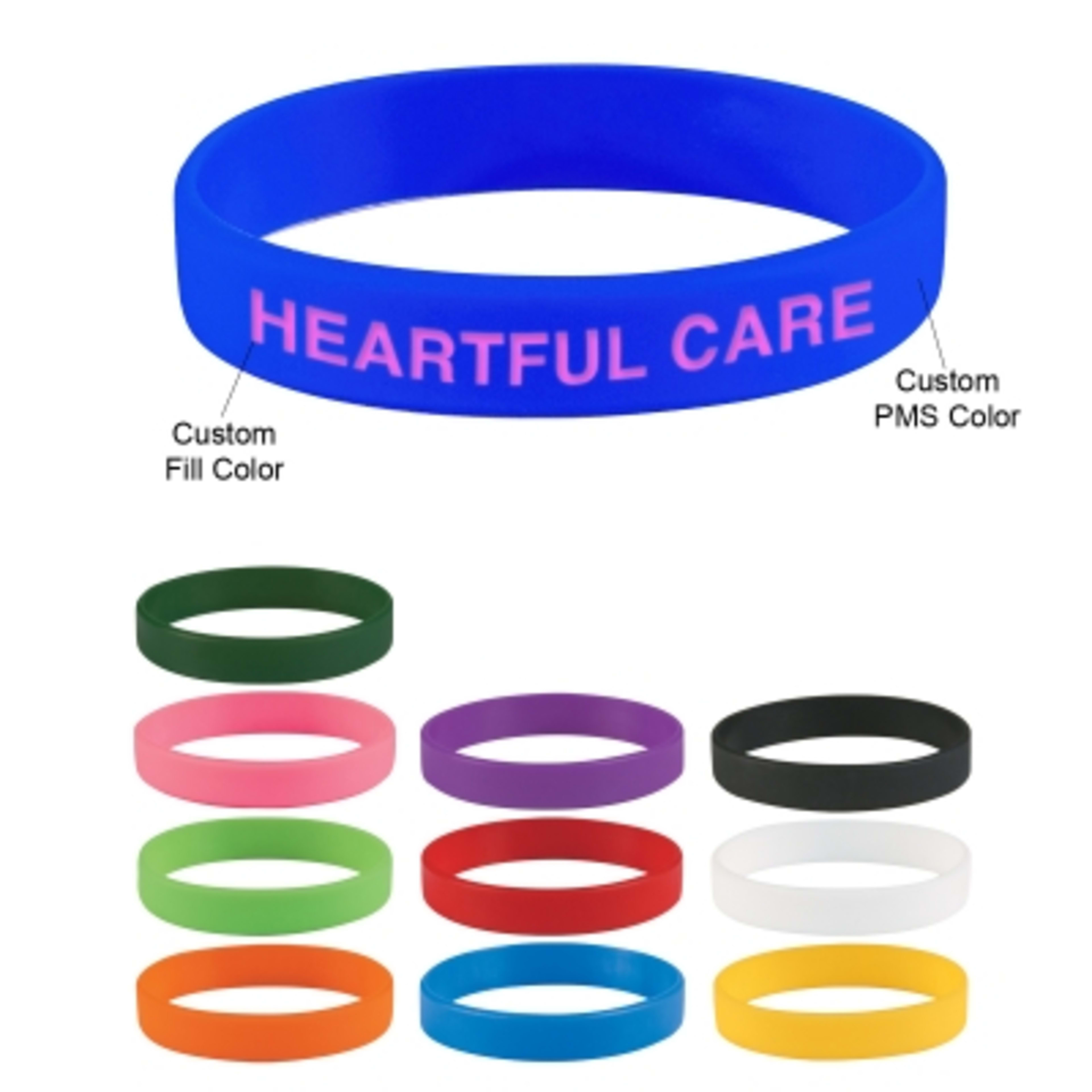 Custom Silicone Bracelet Debossed Embossed Logo - 8 in - promotional product with custom logo