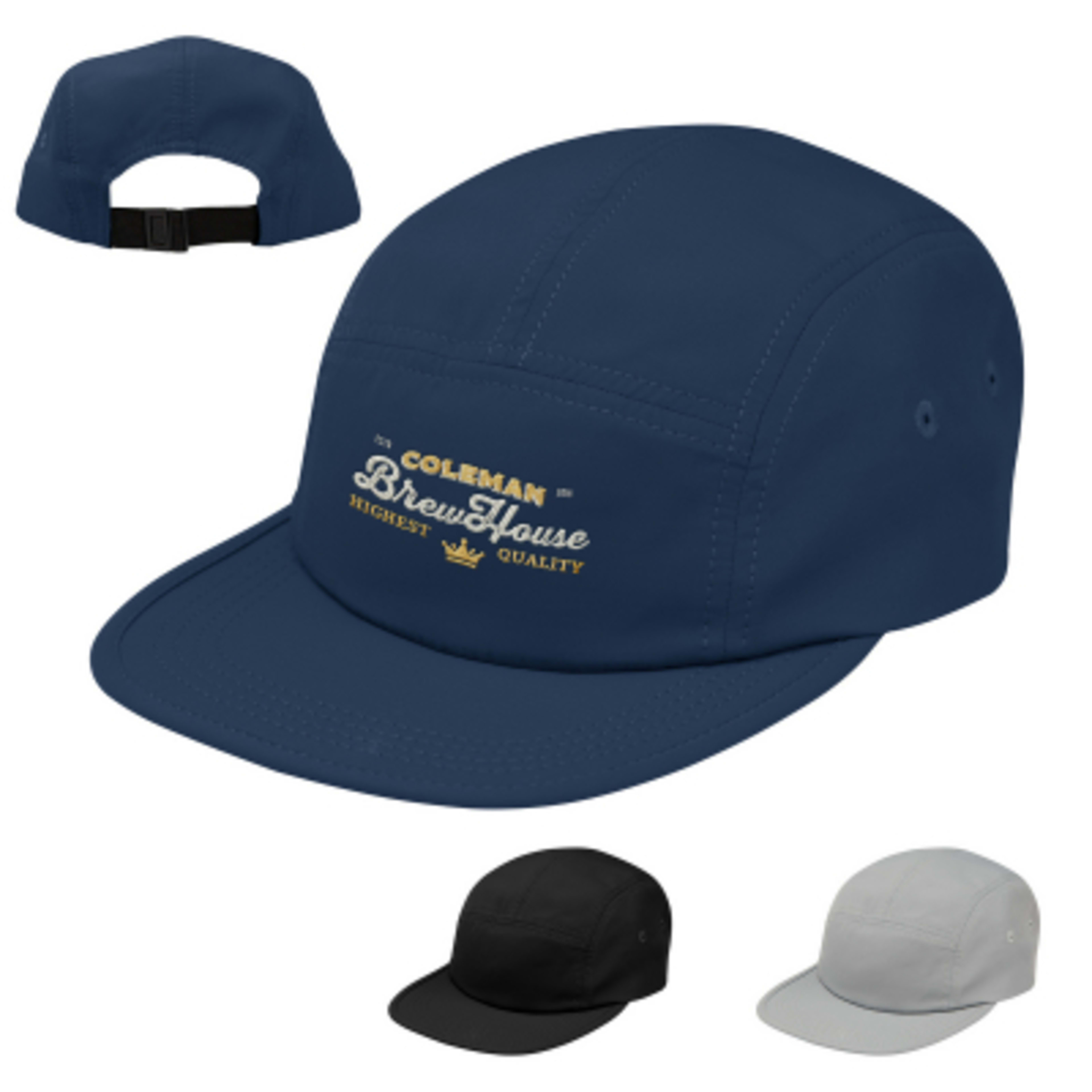 Baseball Cap Polyester Unstructured Flat Visor - Group Shot - product view 3