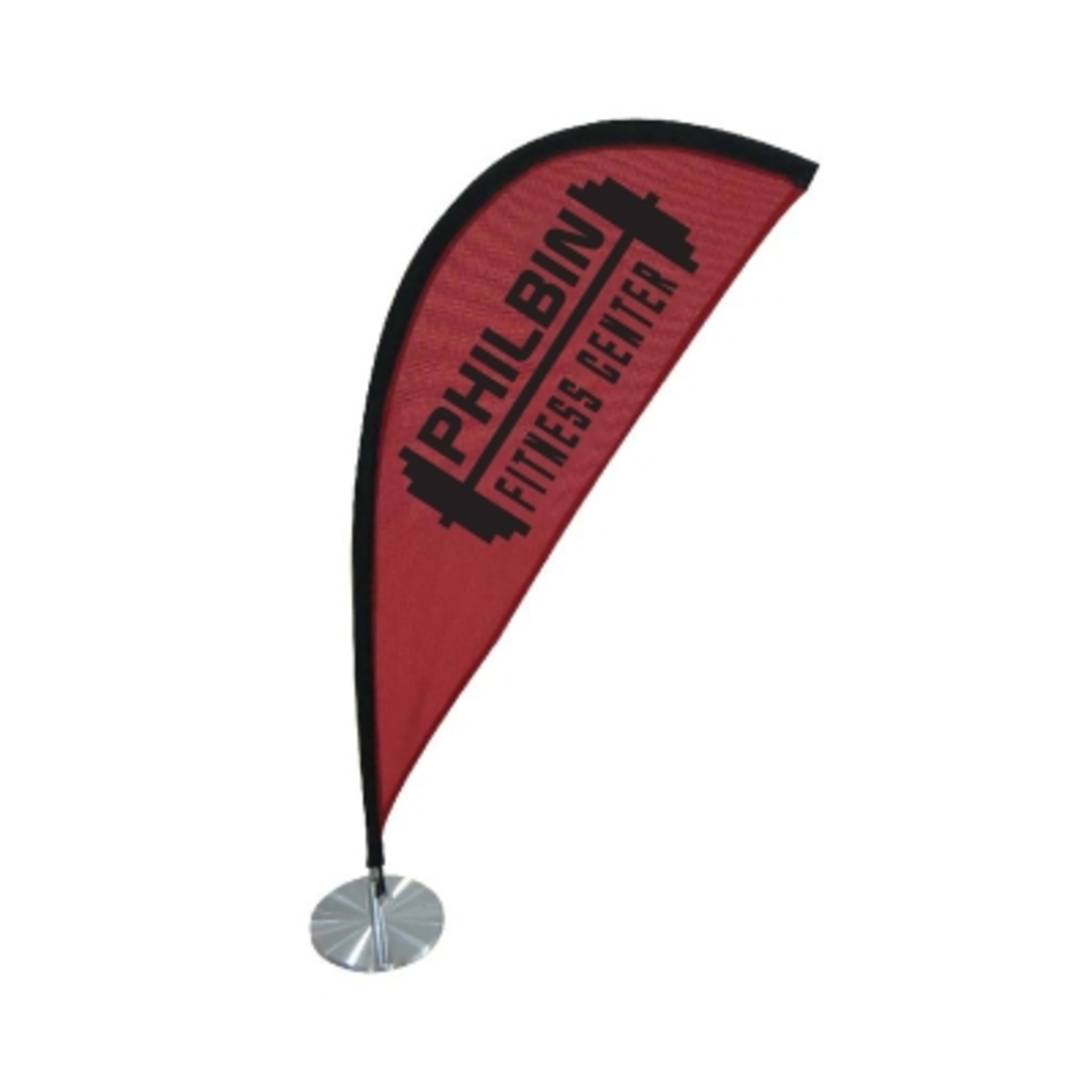 Teardrop Table Flag Knitted Polyester with Base - 6.77 x 13.78 in - Group Shot - promotional product with custom logo