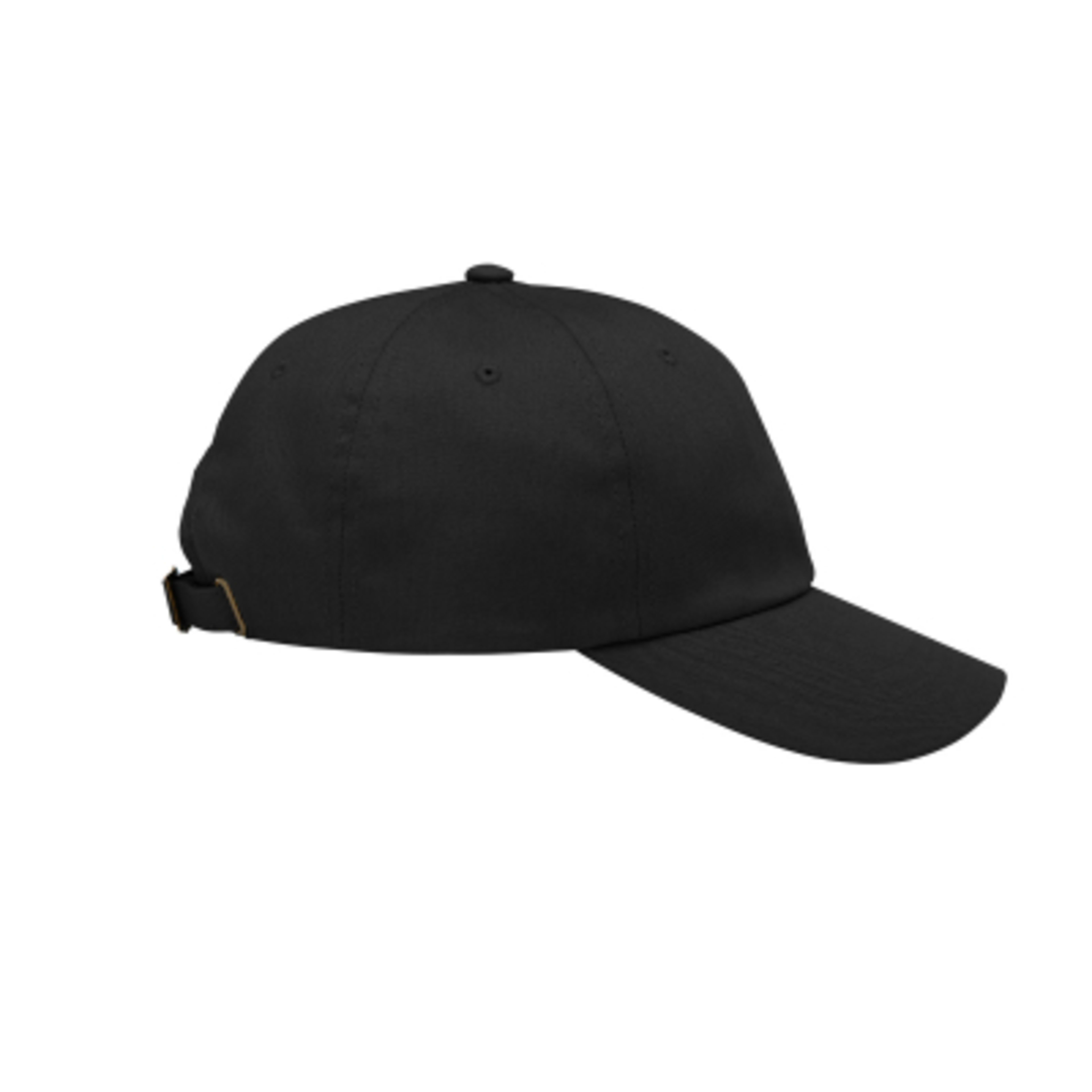 Baseball Cap Cotton 6 Panel Unstructured (One Size) - Black - Side - product view 6