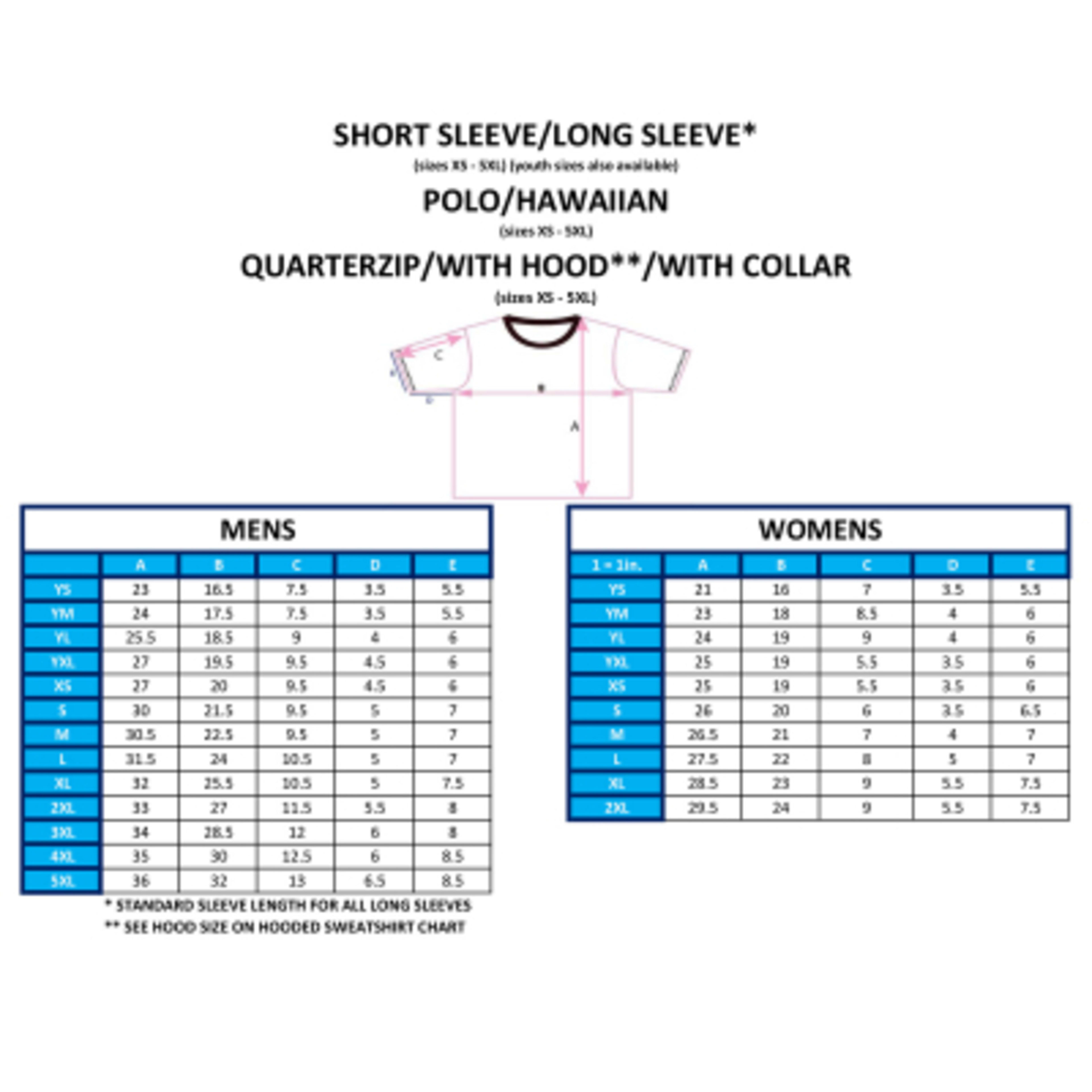 UPF 30+ Sublimated T-Shirt Moisture Wicking Polyester - Tee - Measurement - product view 2