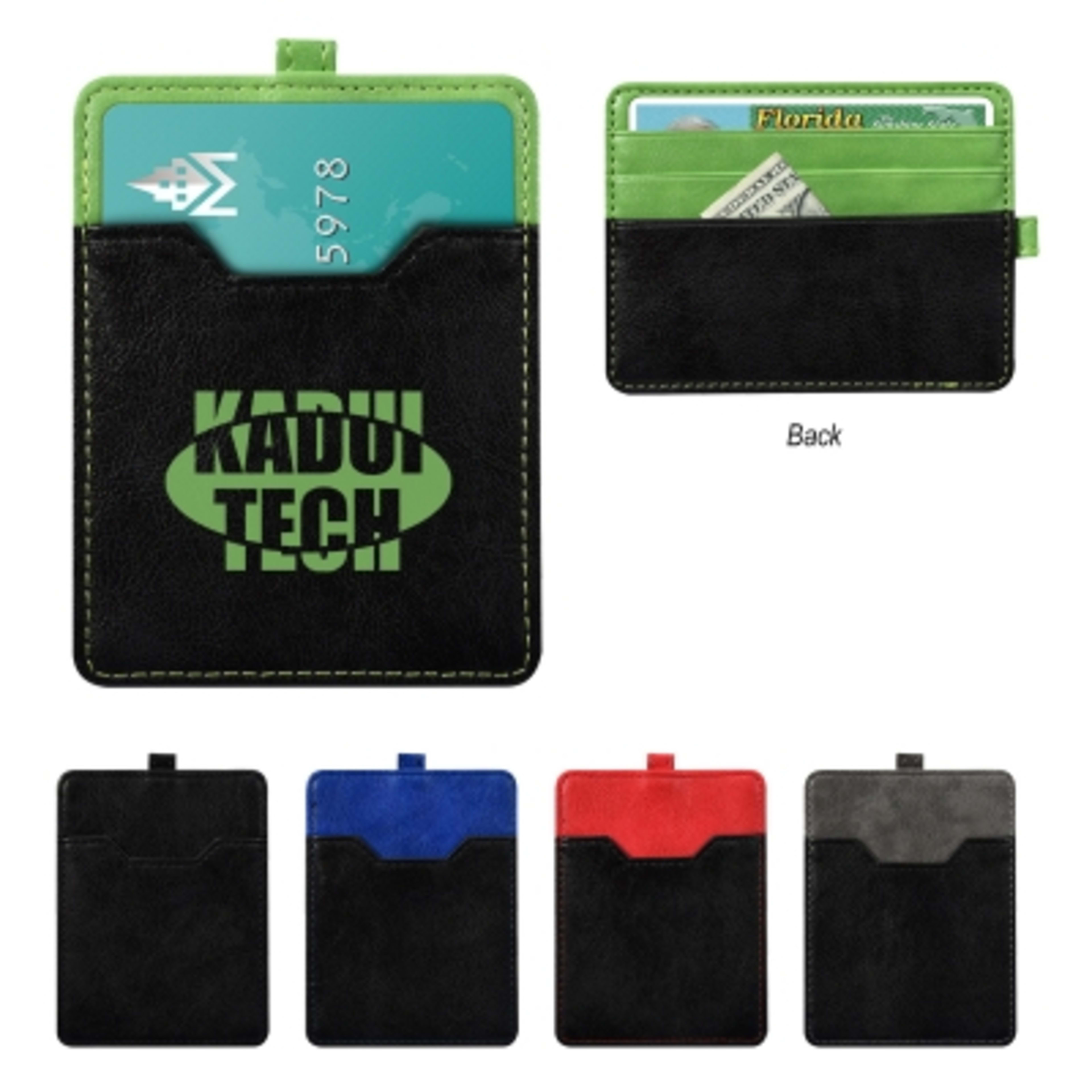 Card Wallet Leatherette Polyurethane - 3⅛ x 4⅛ in - Group Shot - promotional product with custom logo
