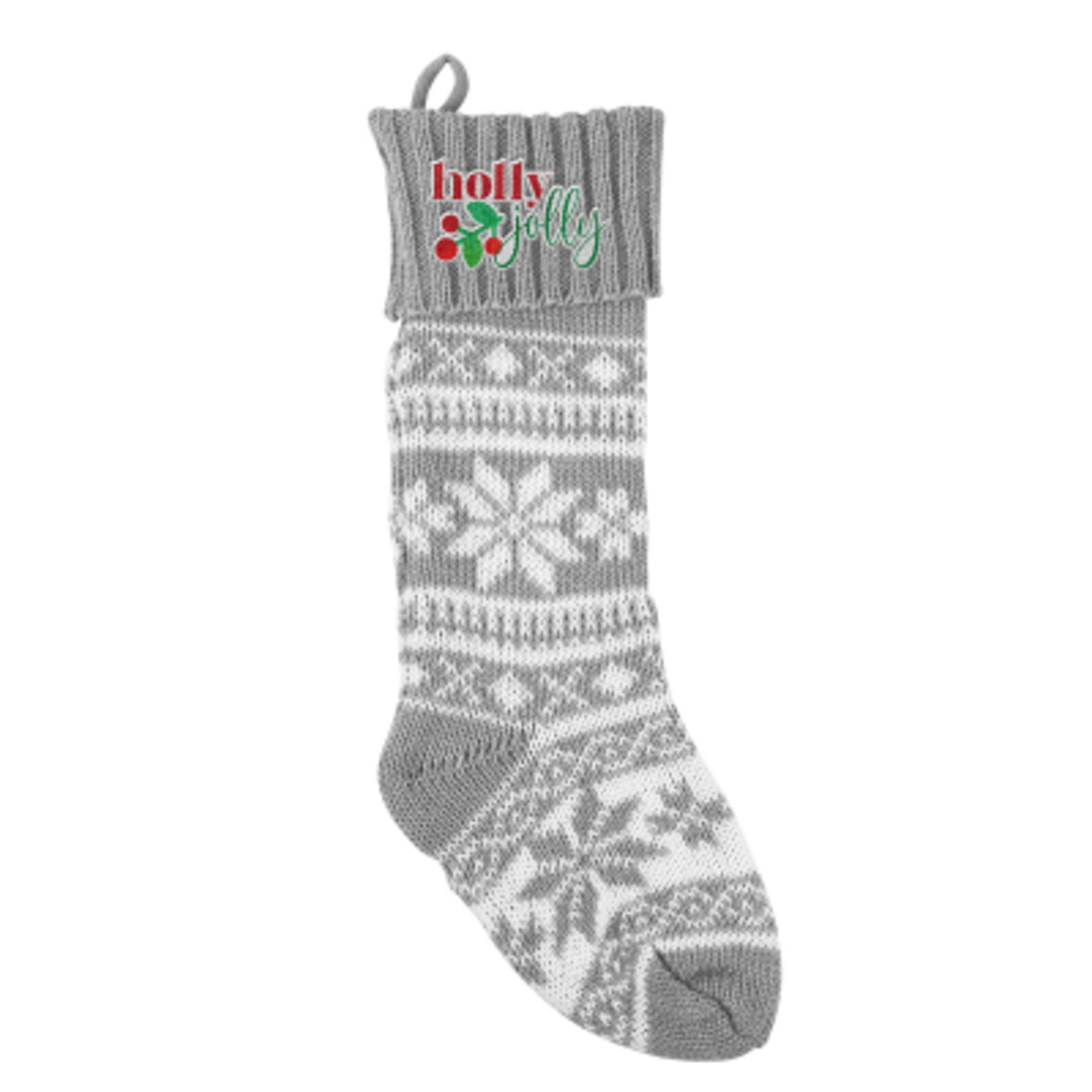 Holiday Stocking Acrylic Snowflake Design - 6 x 18 in - Gray - Embroidery - product view 1