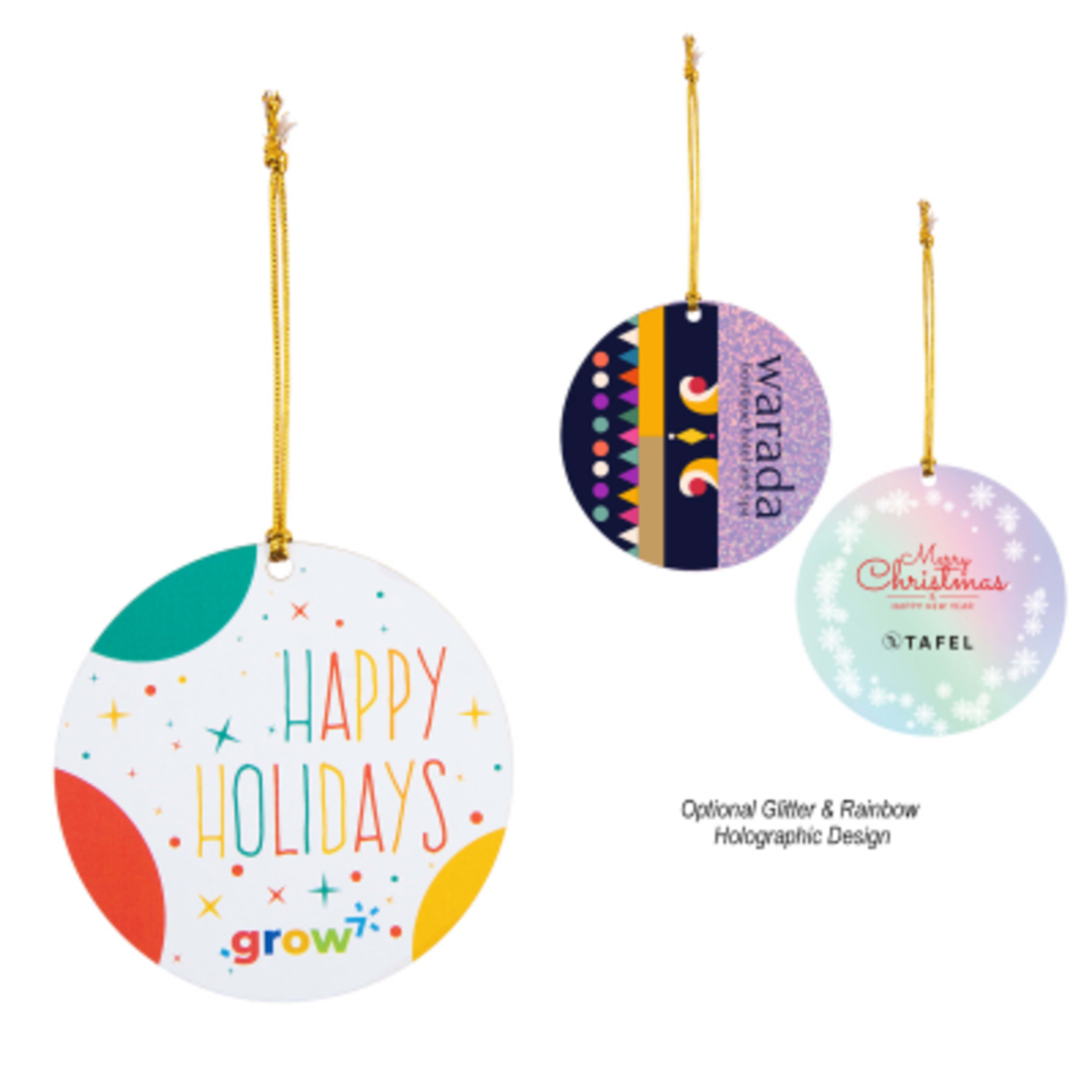 Ornament Circle Wood Full Color Edge-to-Edge - 3.5 in Diameter - Group Shot - product view 1