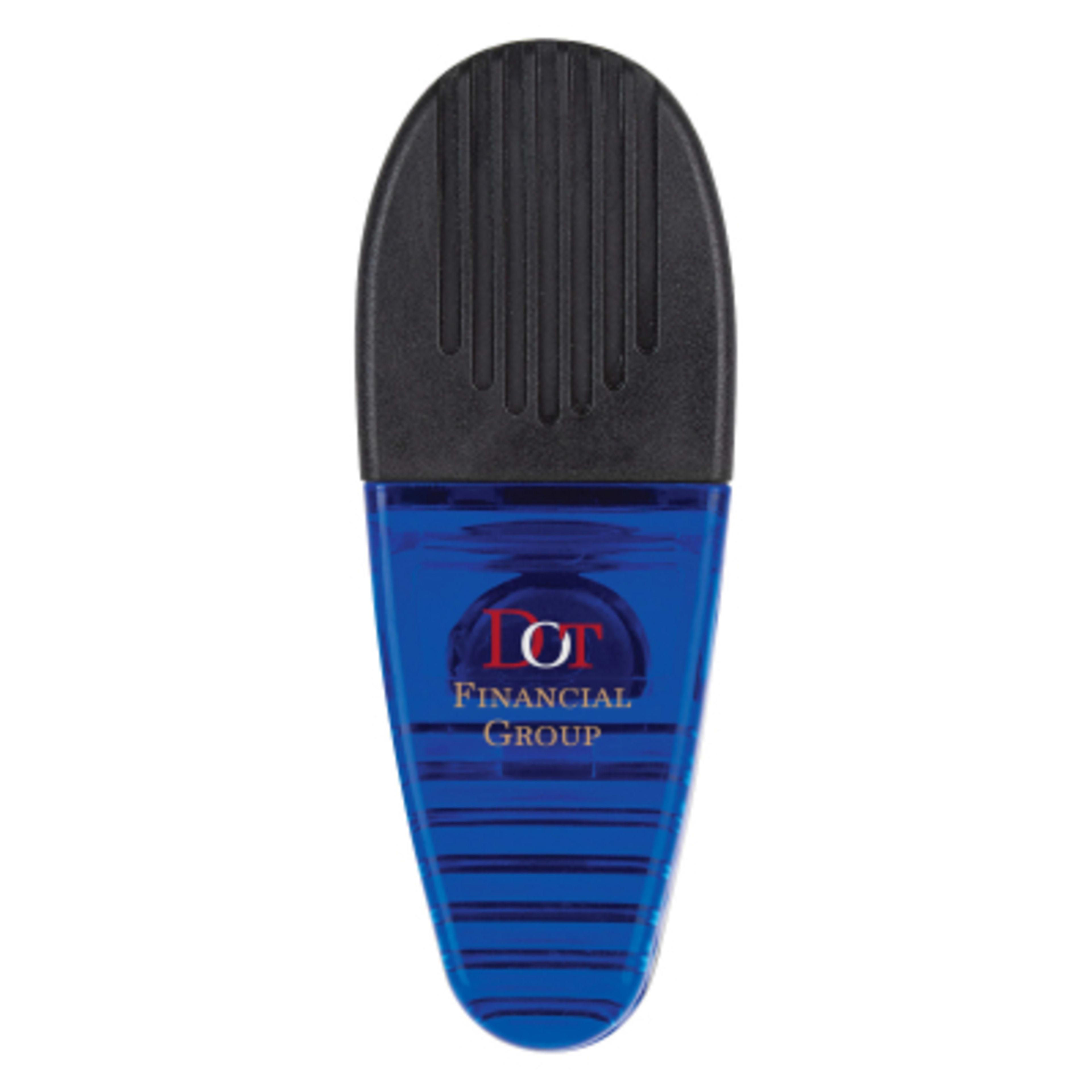 Alligator Clip Spring-Loaded with Magnet Back - 1.25 x 3.25 in - Blue/Black - Digibrite - promotional product with custom logo