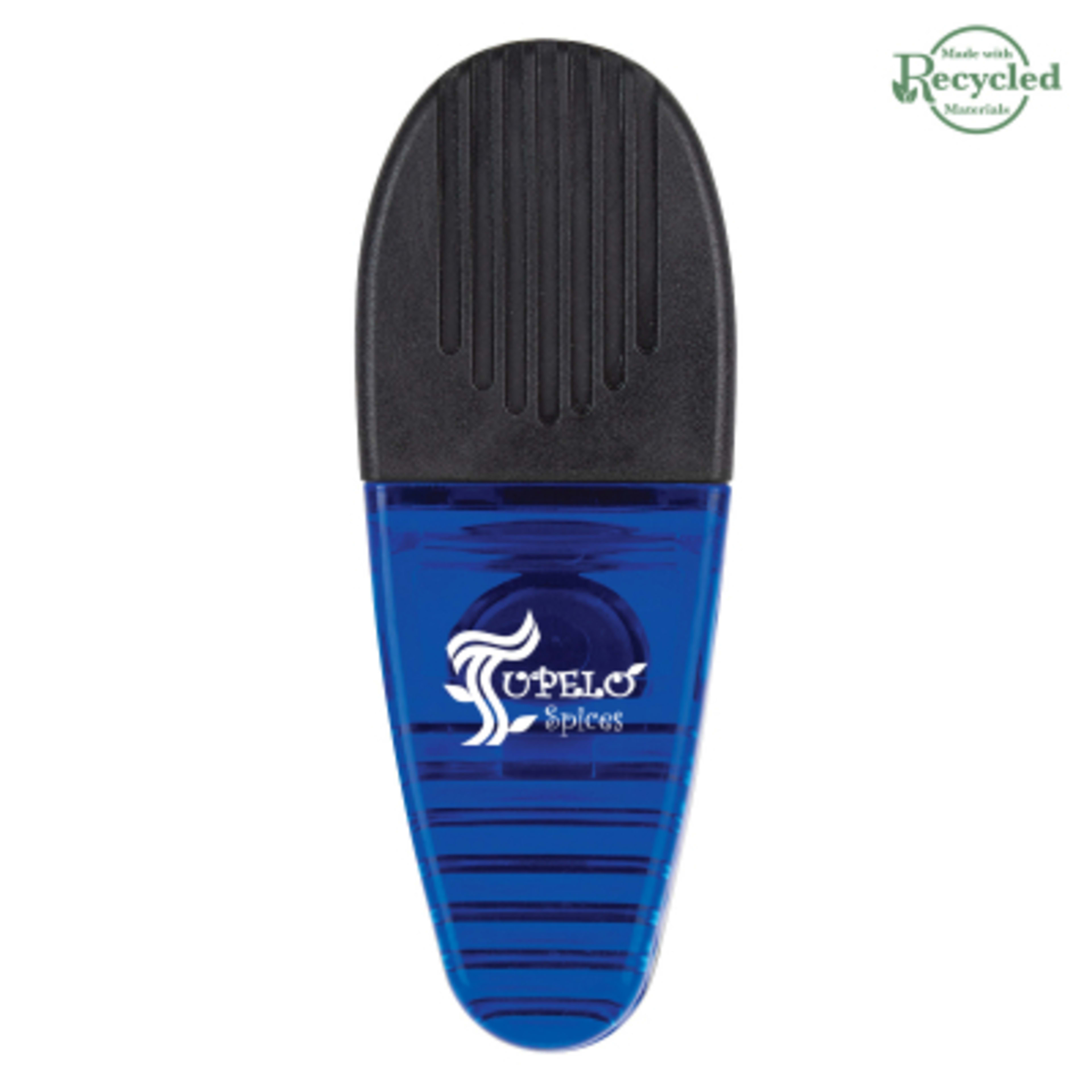 Alligator Clip Spring-Loaded with Magnet Back - 1.25 x 3.25 in - Blue/Black - Silkscreen - product view 2