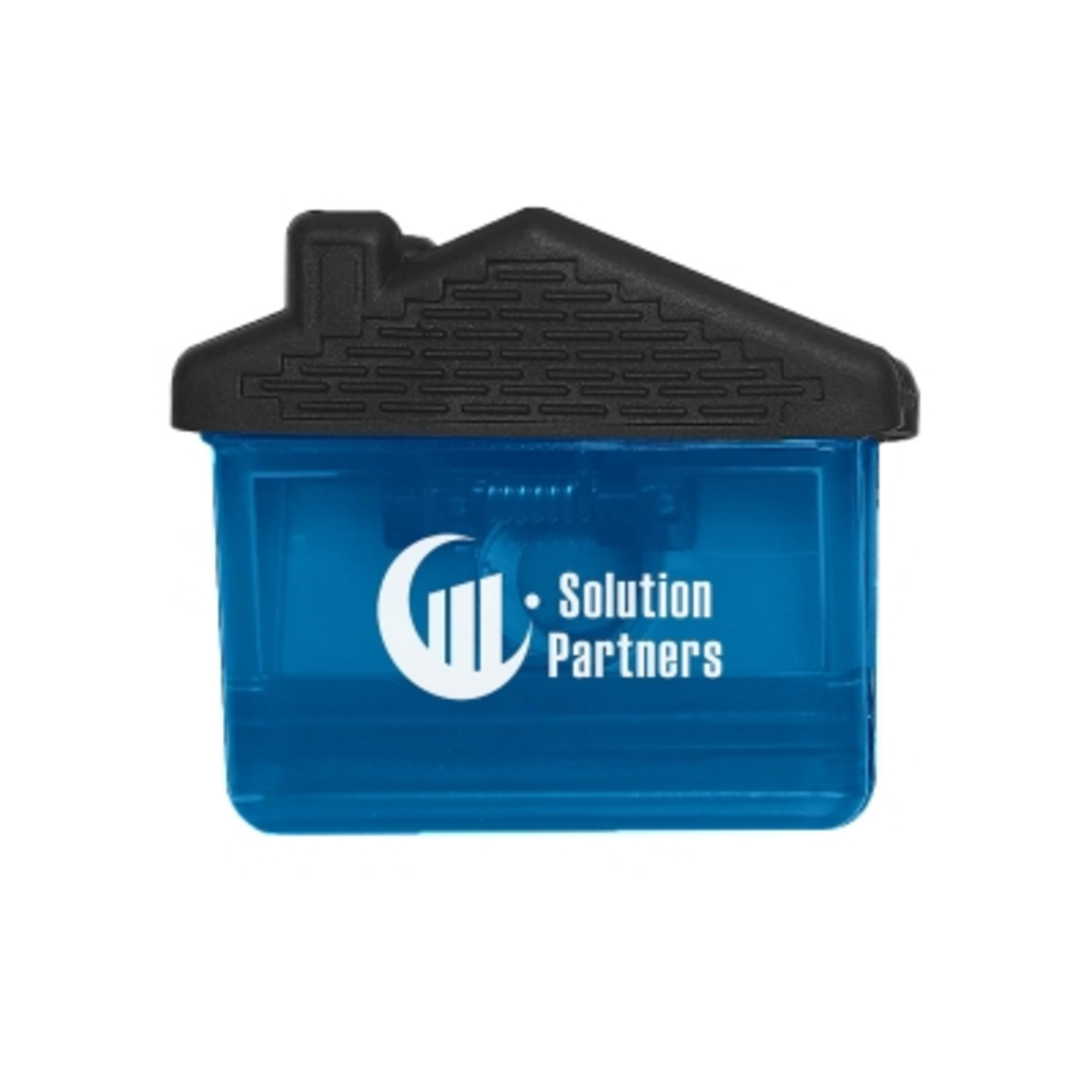 House Shape Magnetic Clip with Rubber Grip - 3 x 2.5 in - TRN/Blue - Silkscreen - product view 2