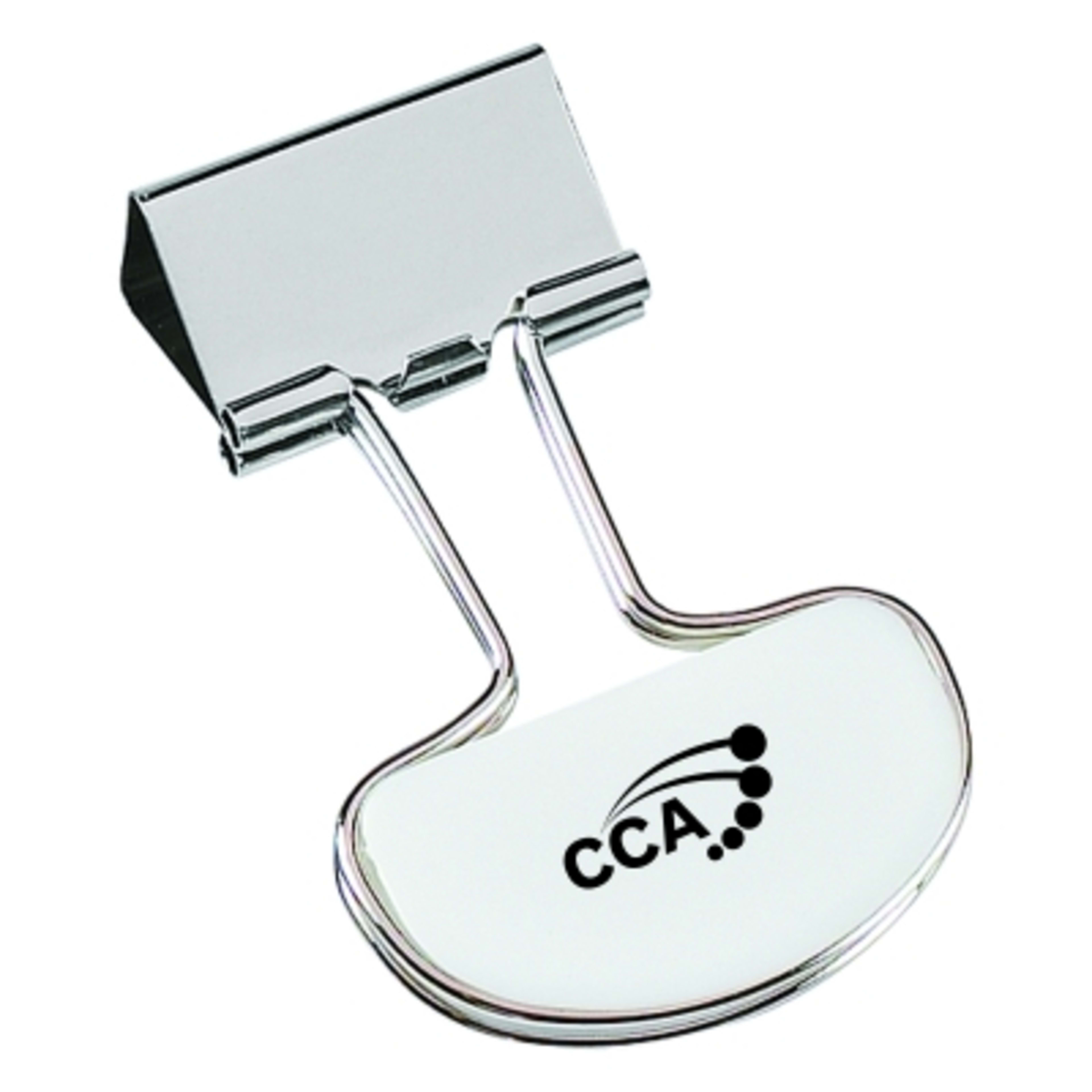 Binder Flip Clip Metal Office - 1.38 x 2.13 in - White - Padprint - promotional product with custom logo