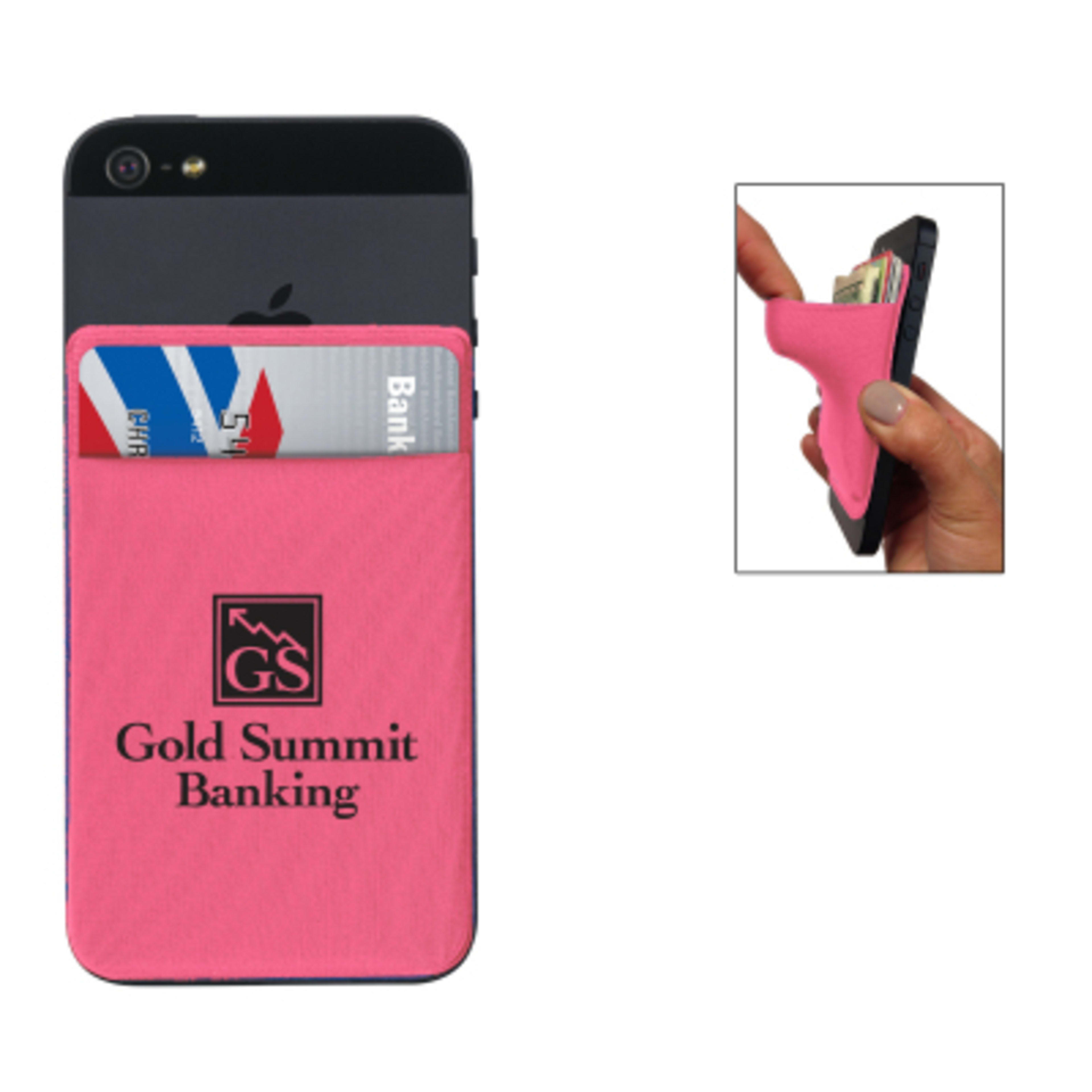 Phone Card Sleeve Spandex Adhesive - 2.25 x 3.75 in - Group Shot - promotional product with custom logo