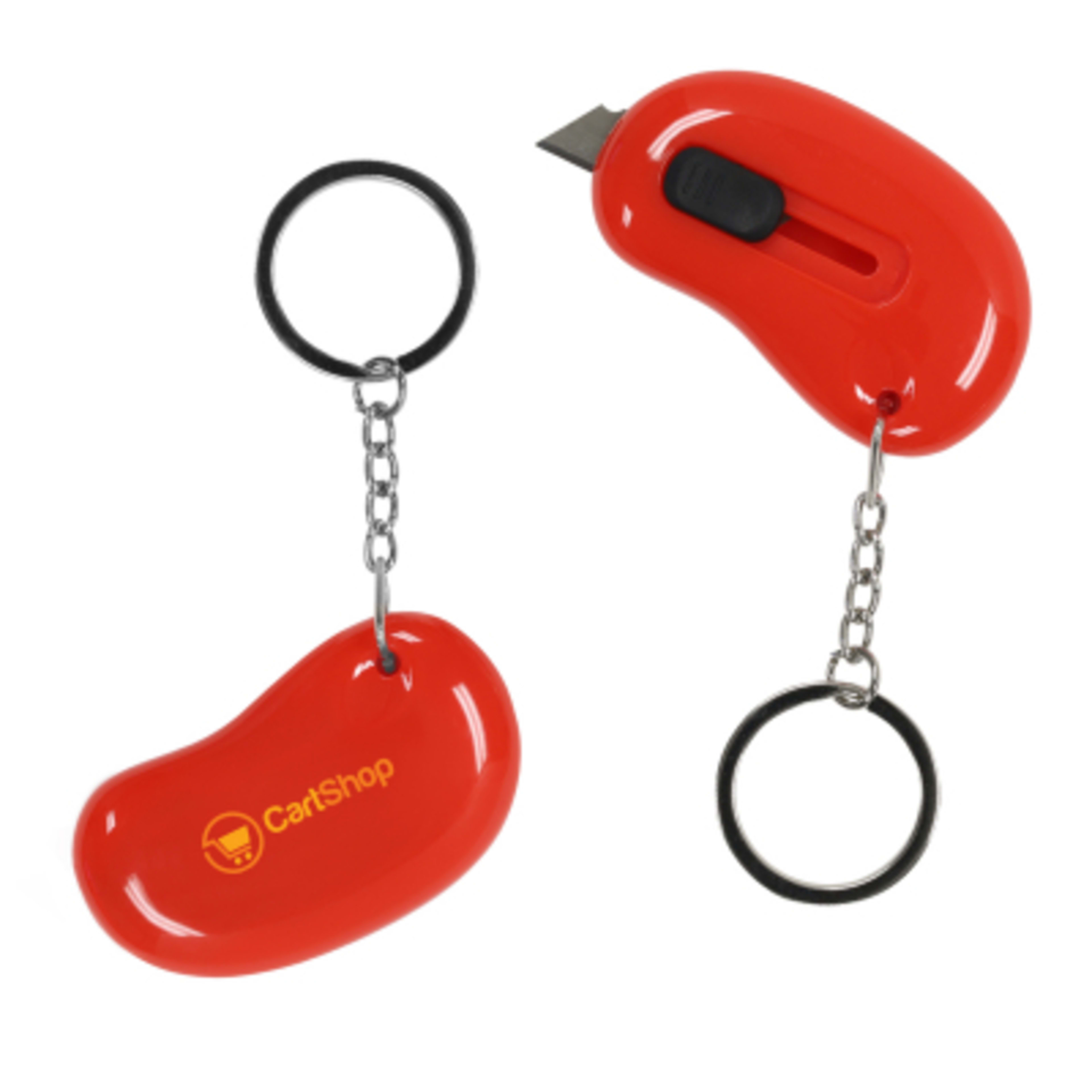Custom Keychain Box Cutter Retractable - 2 x 1.5 in - Red - Digibrite - product view 1