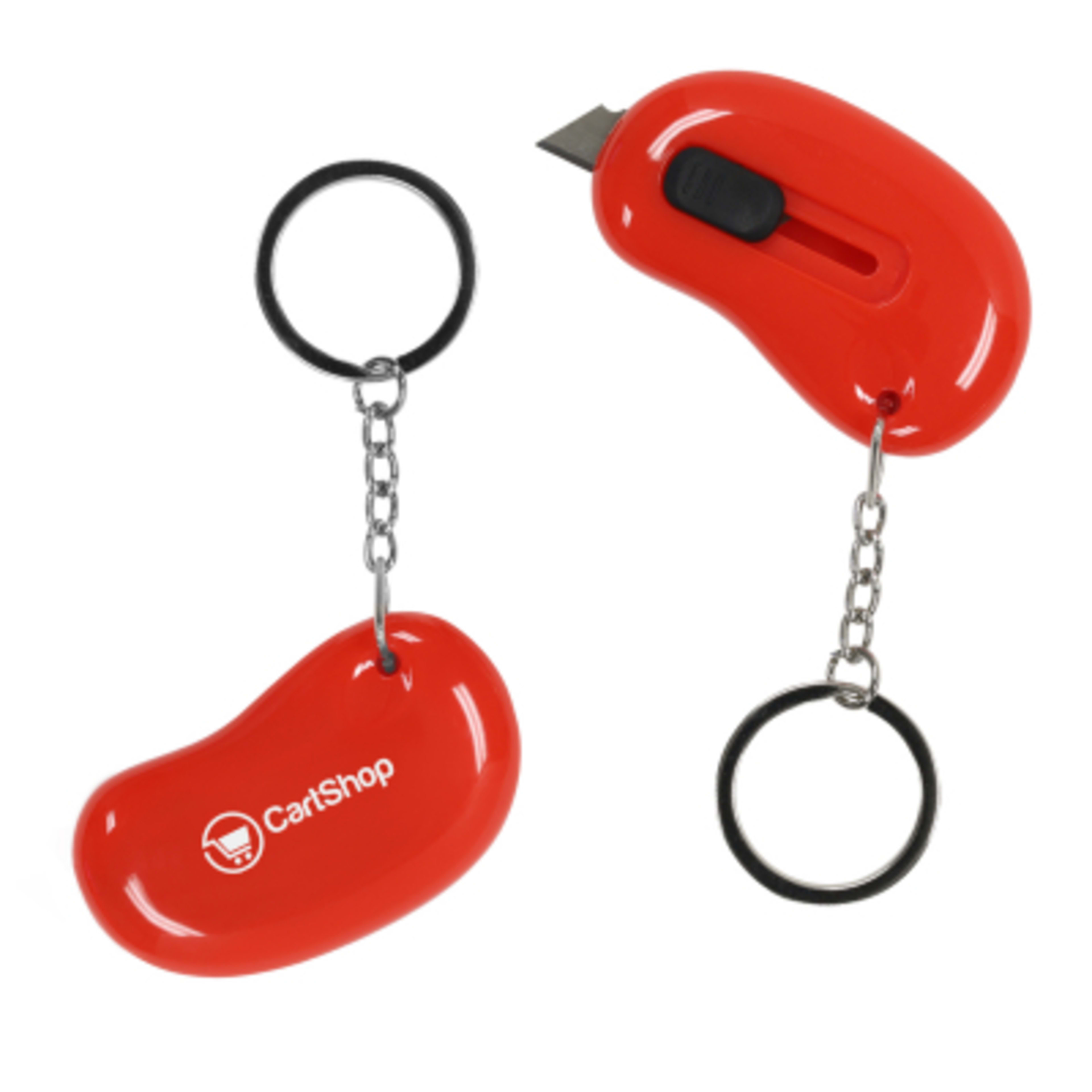 Custom Keychain Box Cutter Retractable - 2 x 1.5 in - Red - Silkscreen - product view 2