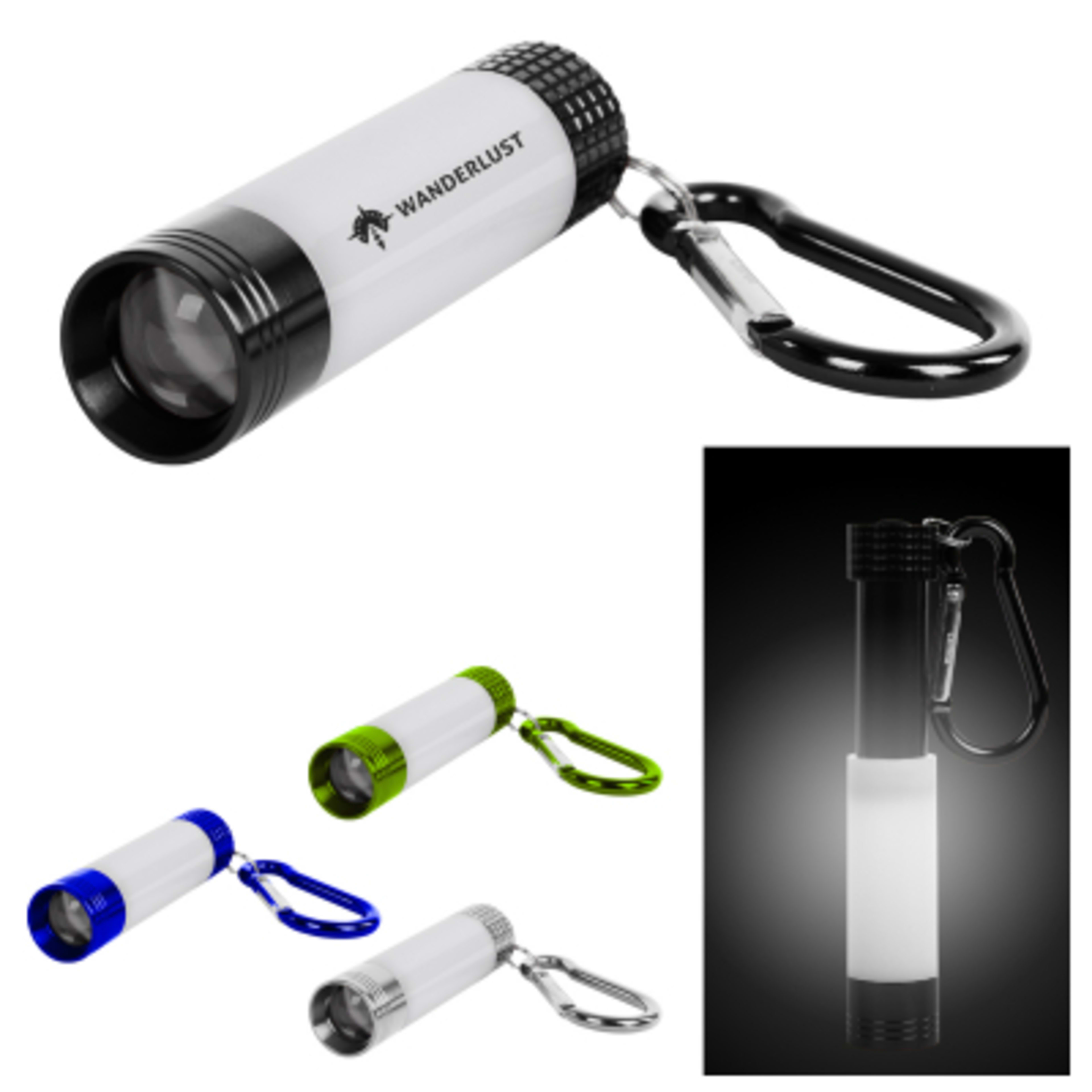 Mini LED Lantern Flashlight Carabiner - 2.5 in - Group Shot - product view 2