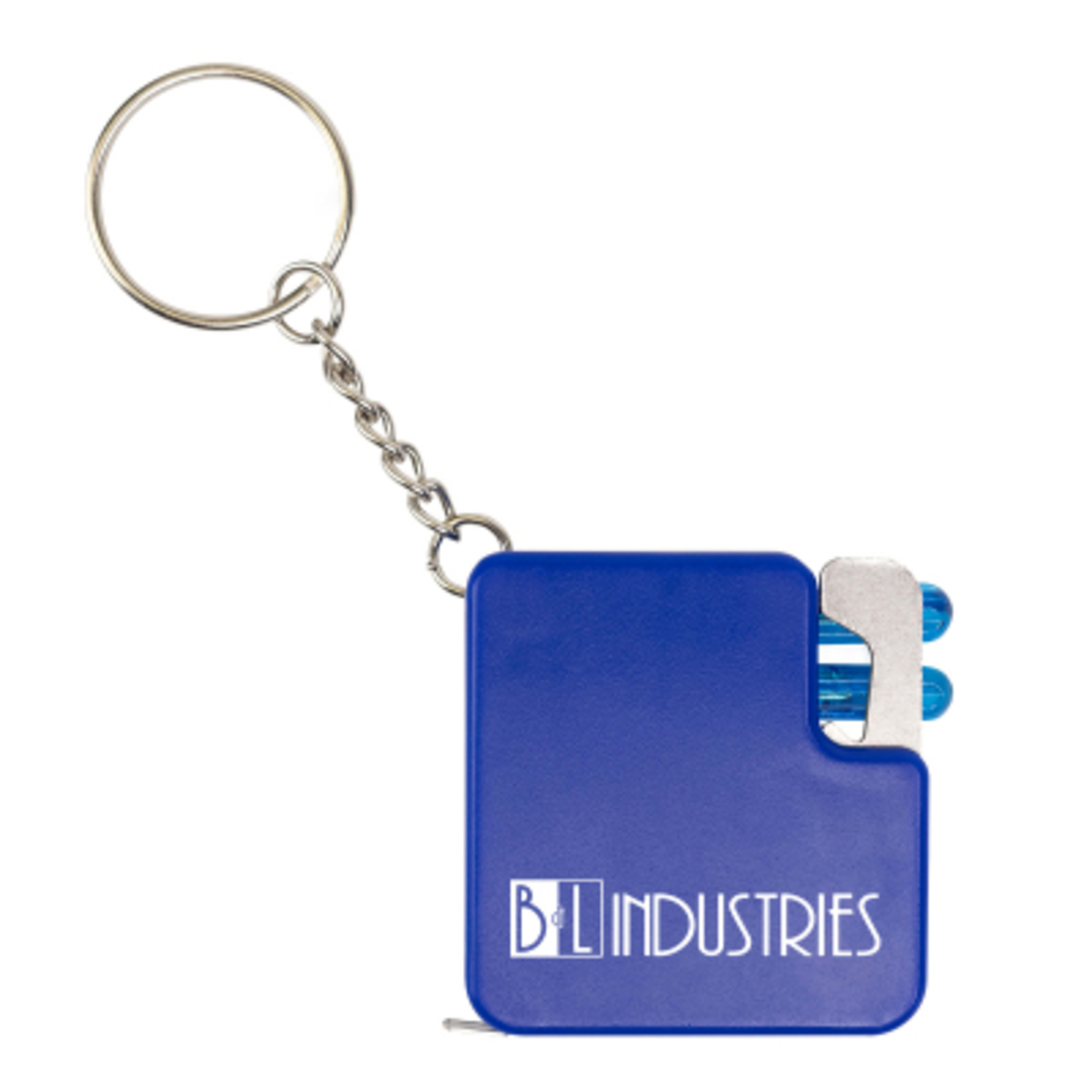 4-in-1 Multi Tool Keychain with Tape Measure - 2 x 1.5 in - Royal - Padprint - promotional product with custom logo