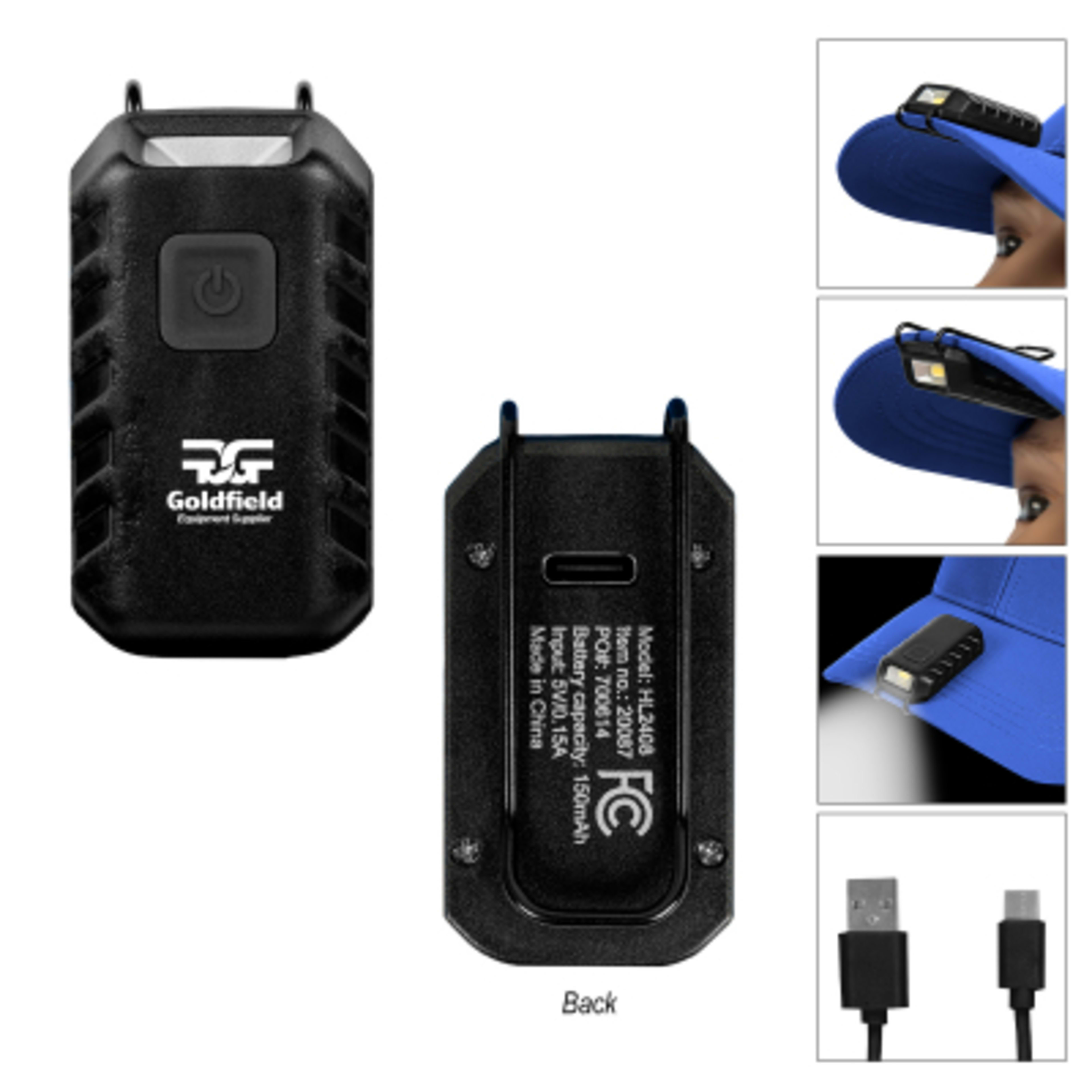 Rechargeable Cap Safety Light with Magnetic Clip - 1 x 2 in - Group Shot - product view 1