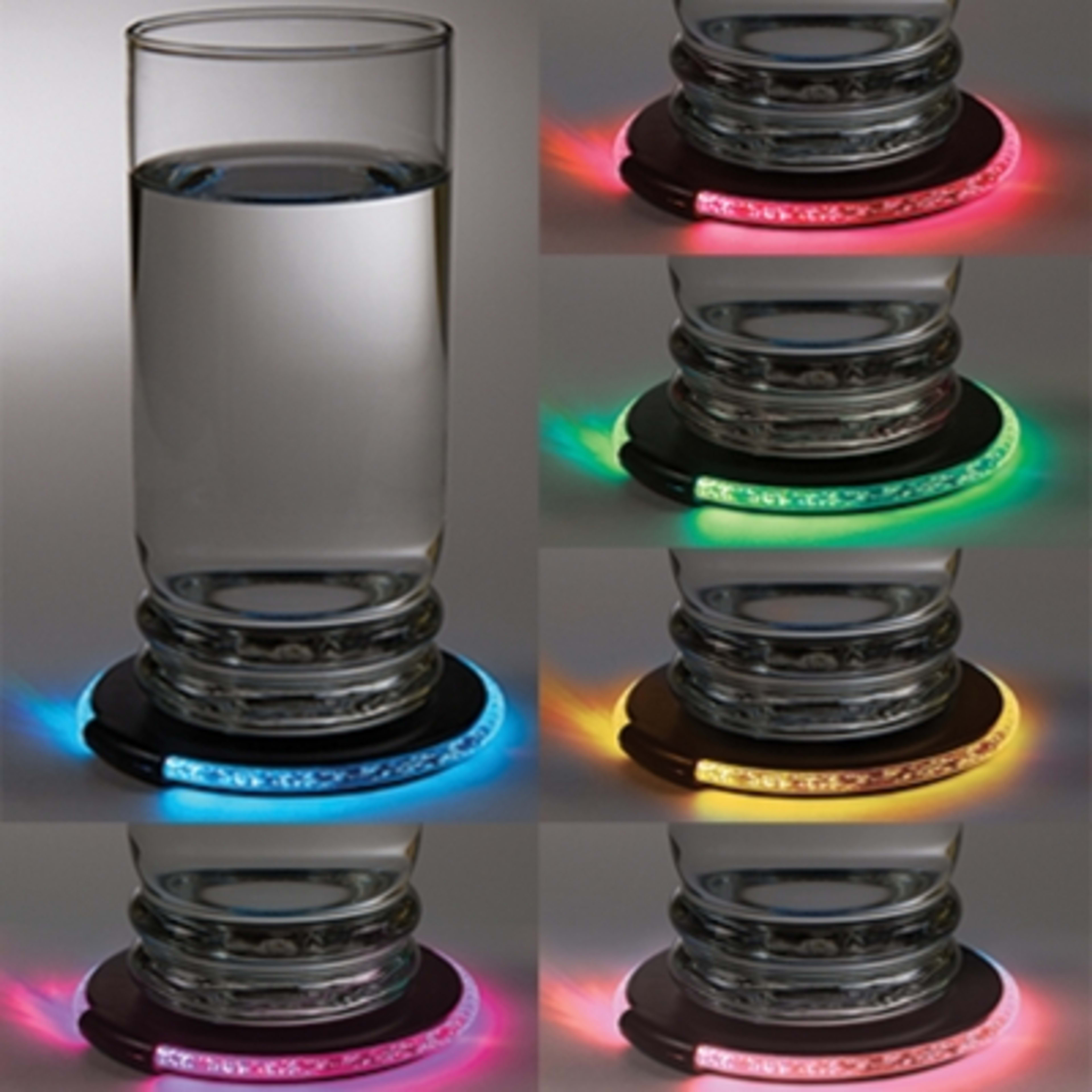 LED Light Up Color Changing Coaster - 4 in - Black - Inset - product view 5
