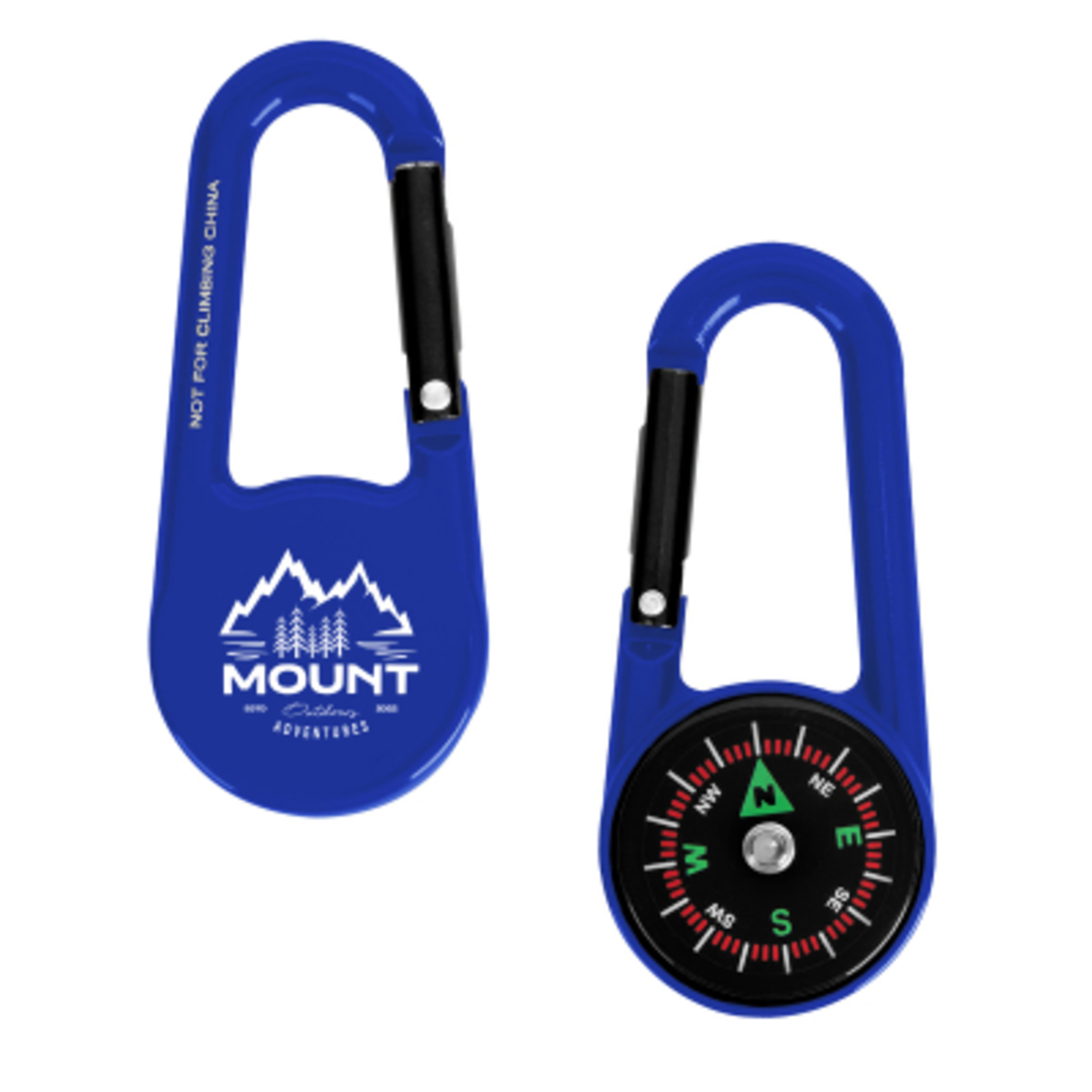 Carabiner Compass Zinc Alloy - 2.75 in - Royal - Padprint - product view 1