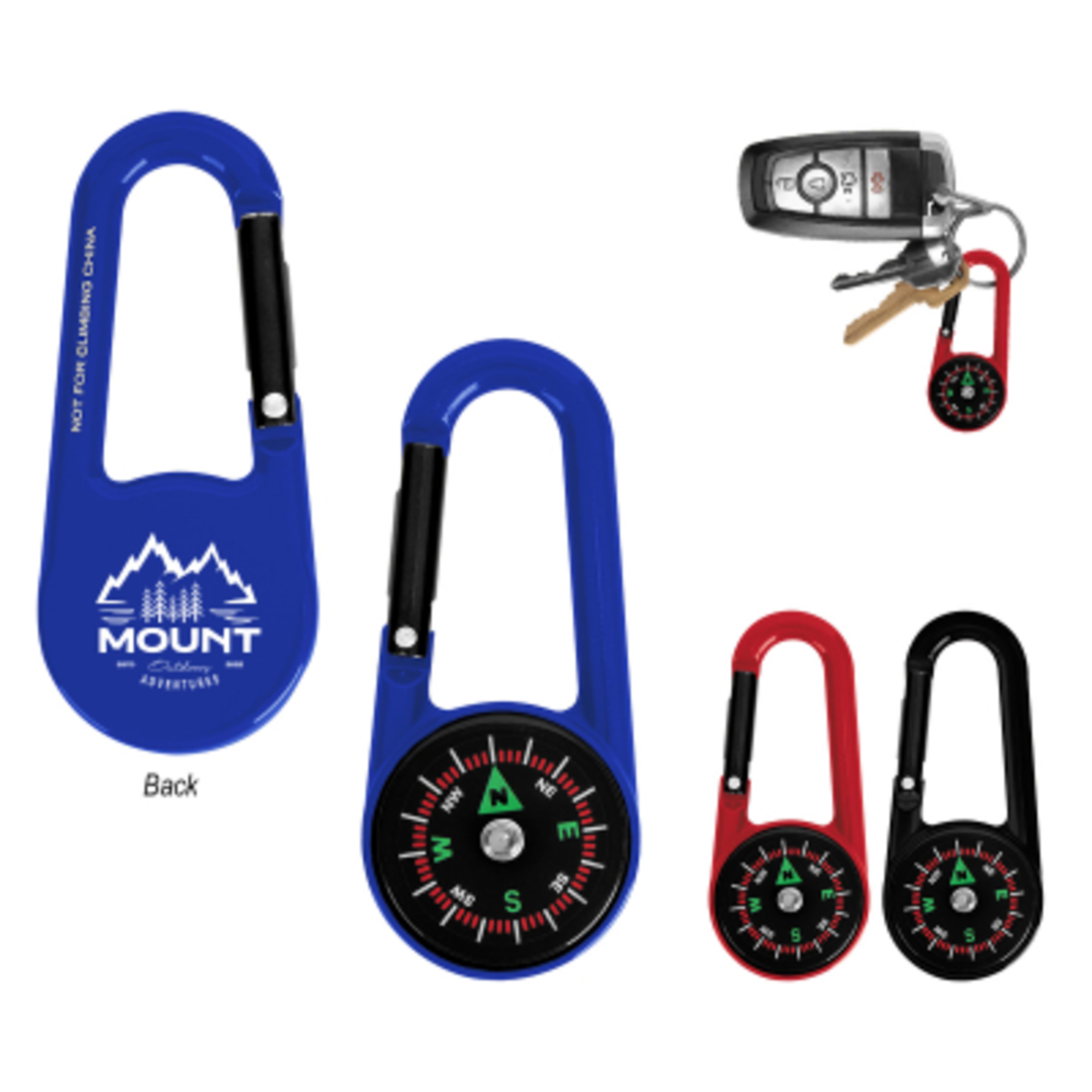 Carabiner Compass Zinc Alloy - 2.75 in - Group Shot - product view 2