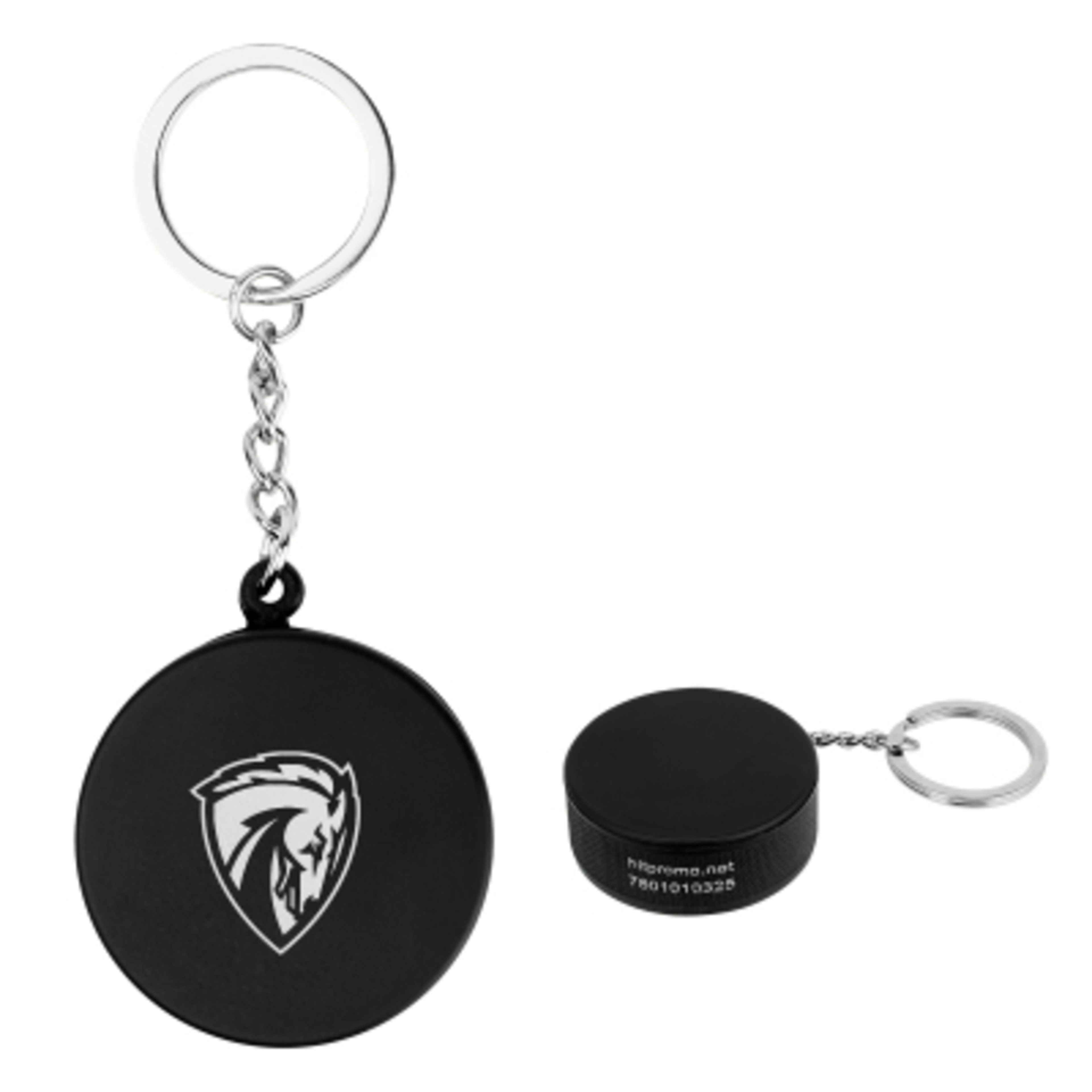 Custom Stress Balls Hockey Puck Keychain - 1.5 in - Black - Padprint - product view 2