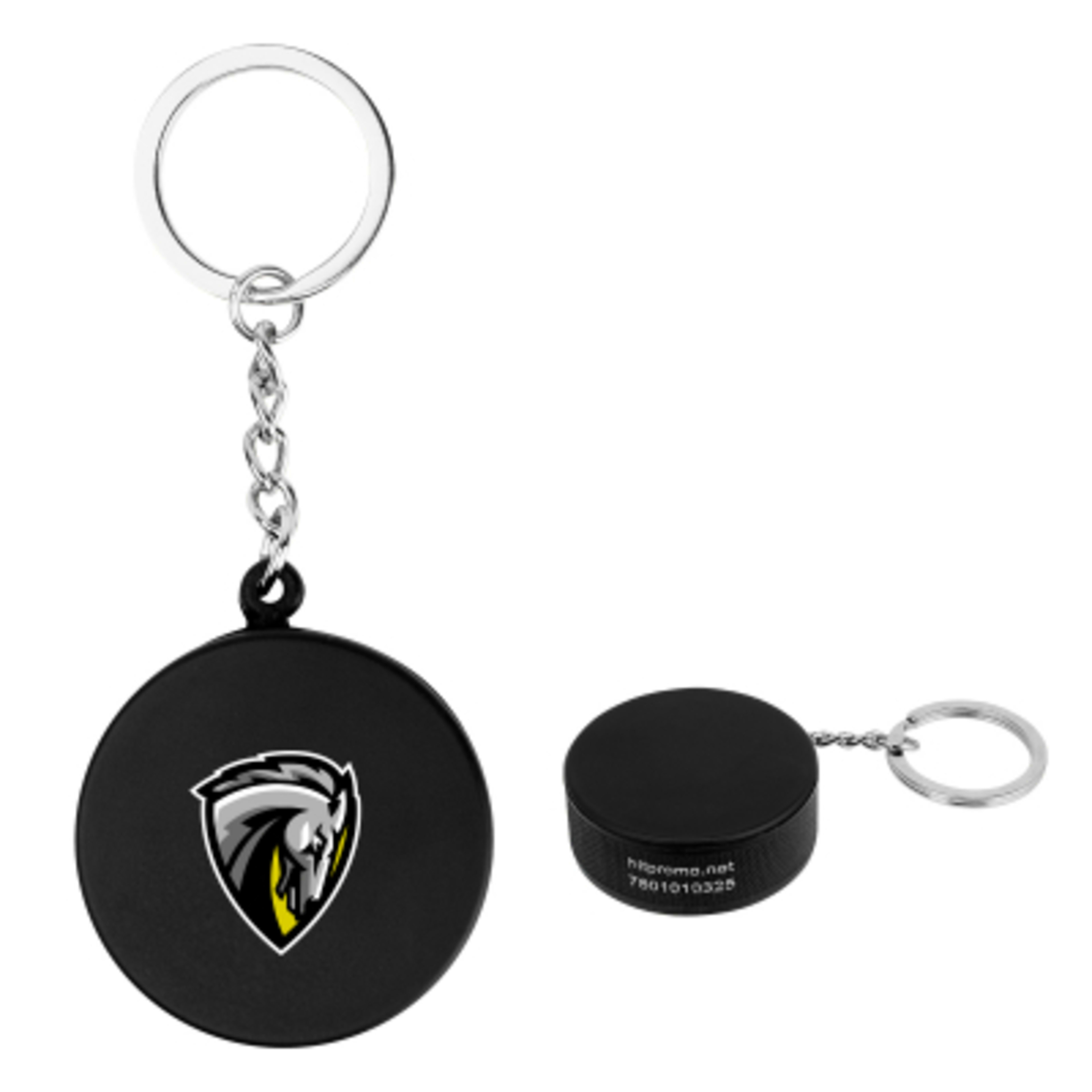 Custom Stress Balls Hockey Puck Keychain - 1.5 in - Black - Digibrite - product view 3