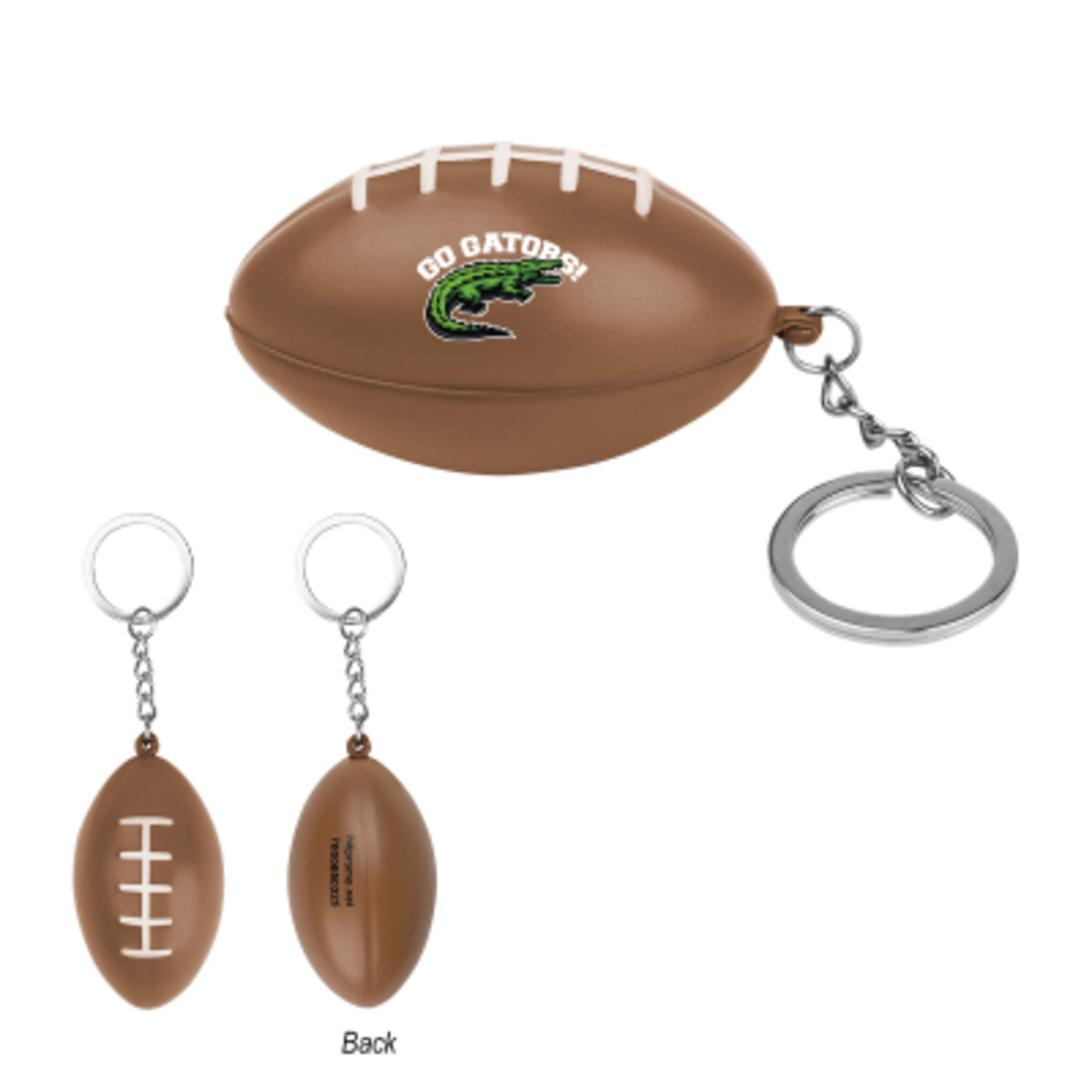 Custom Stress Balls Football Keychain - 1.25 in - Brown - Digibrite - product view 3