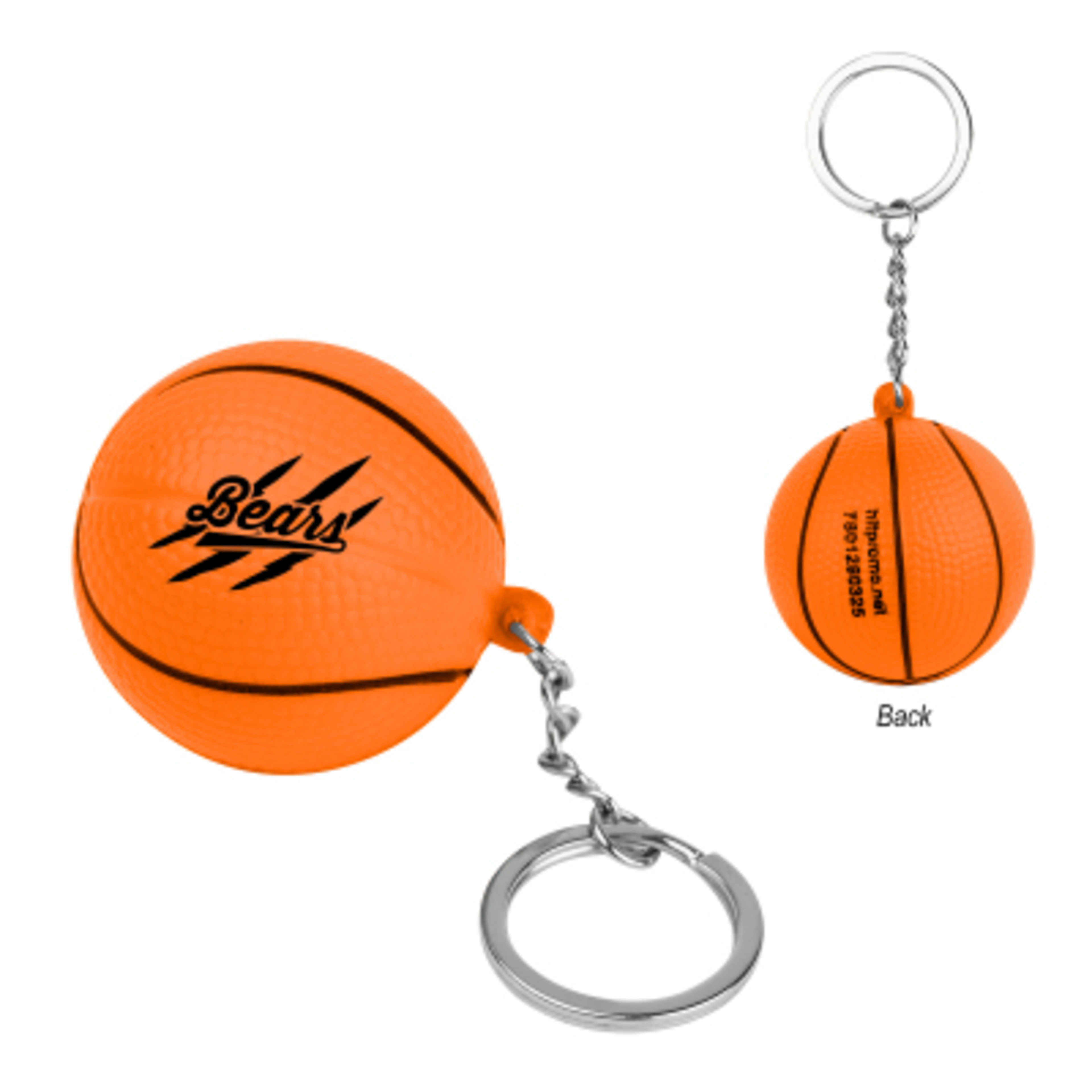 Custom Stress Balls Basketball Keychain - 1.5 in - ORN - Padprint - product view 2